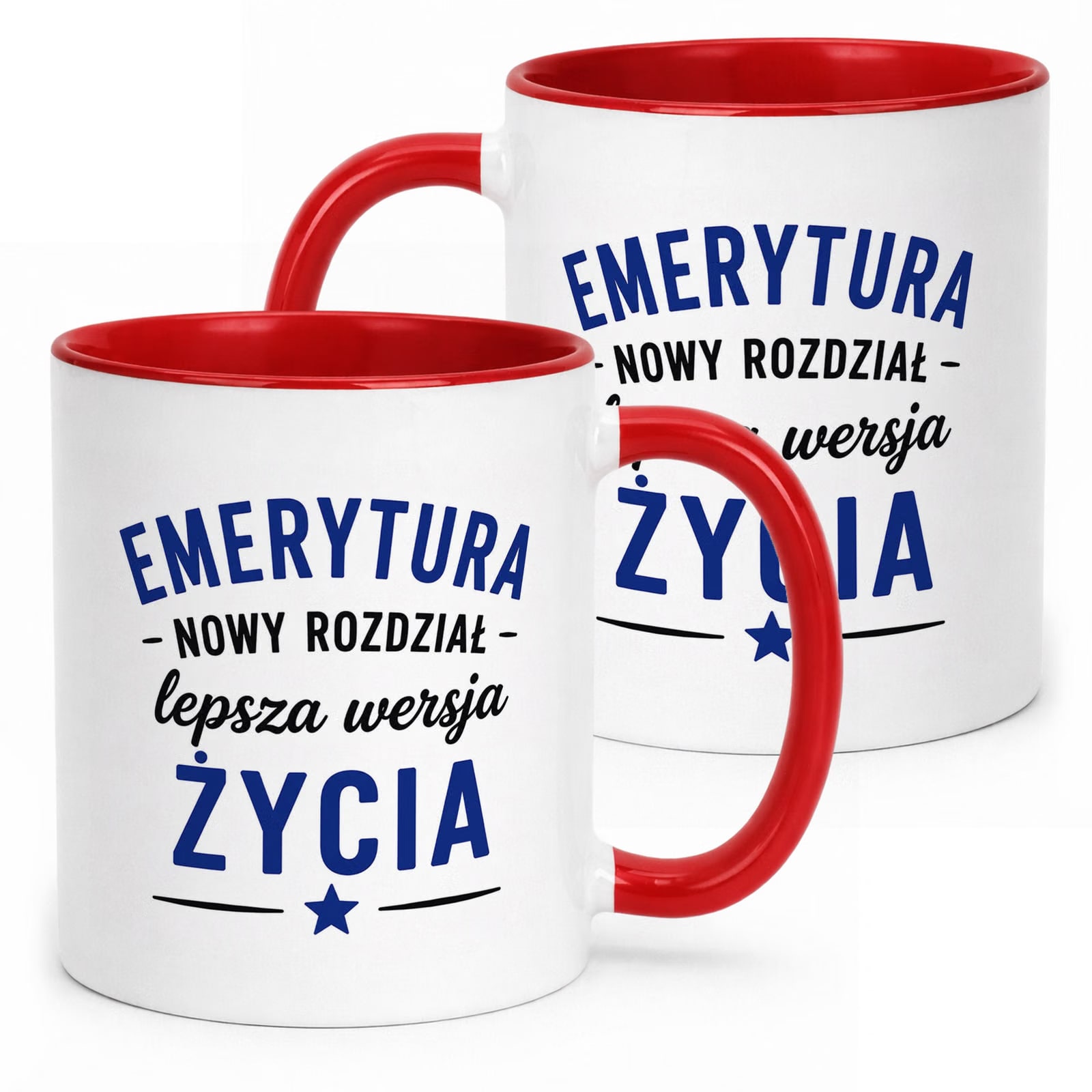 Kubek Czerwony z nadrukiem Emerytura Dla Emeryta Upominek Prezent