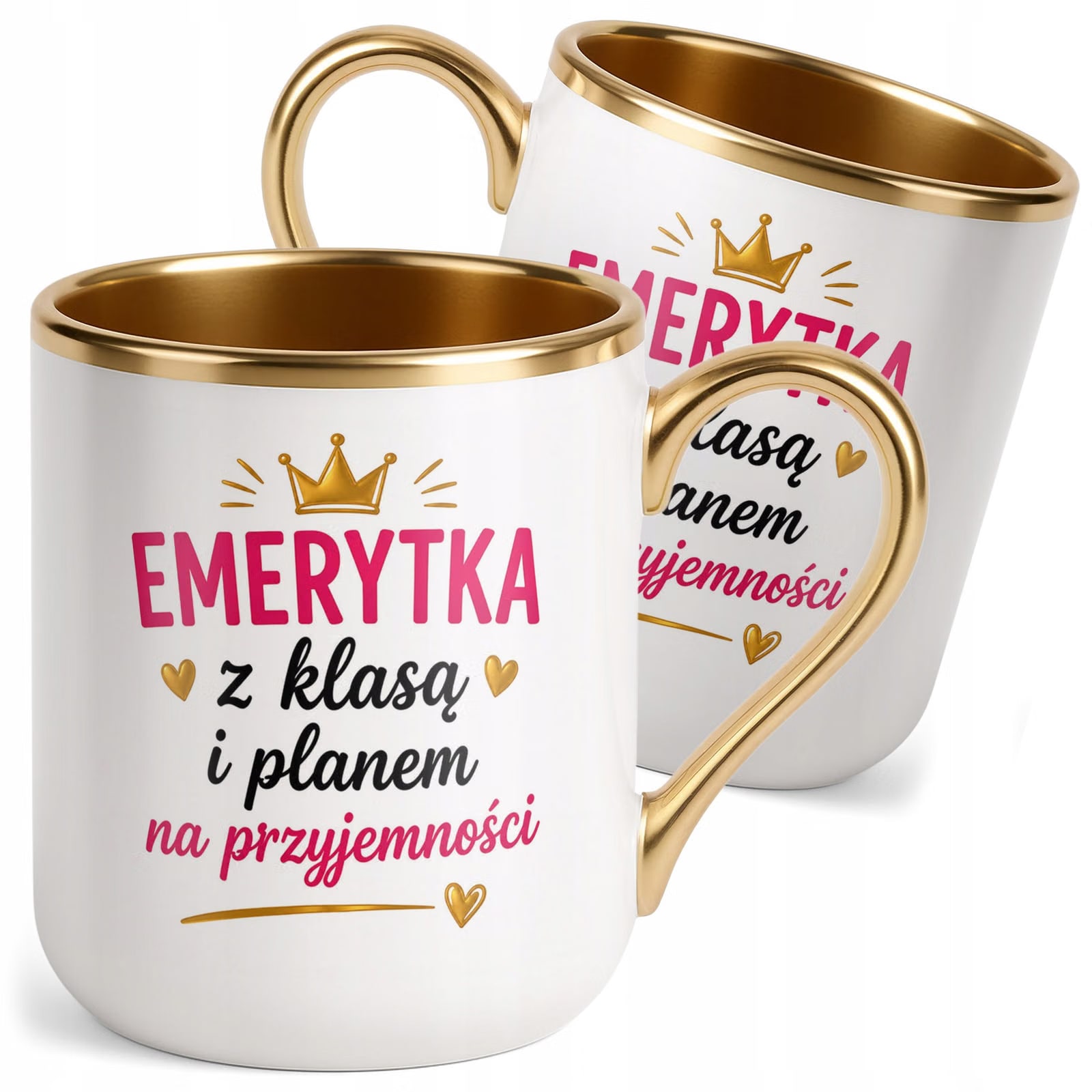 Kubek z nadrukiem Premium Złoty Emerytura Dla Emerytki Upominek Prezent