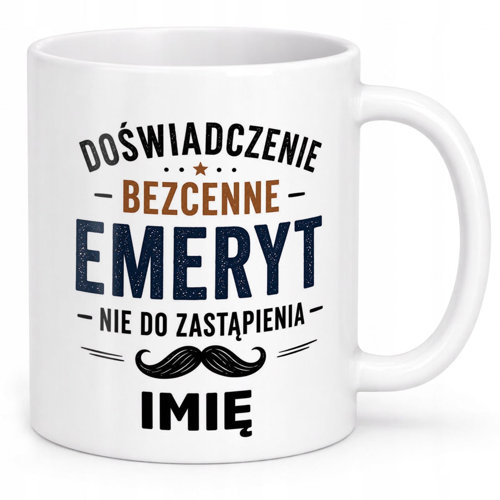 Biały Kubek Personalizowany z Nadrukiem Emerytura Dla Emeryta Prezent