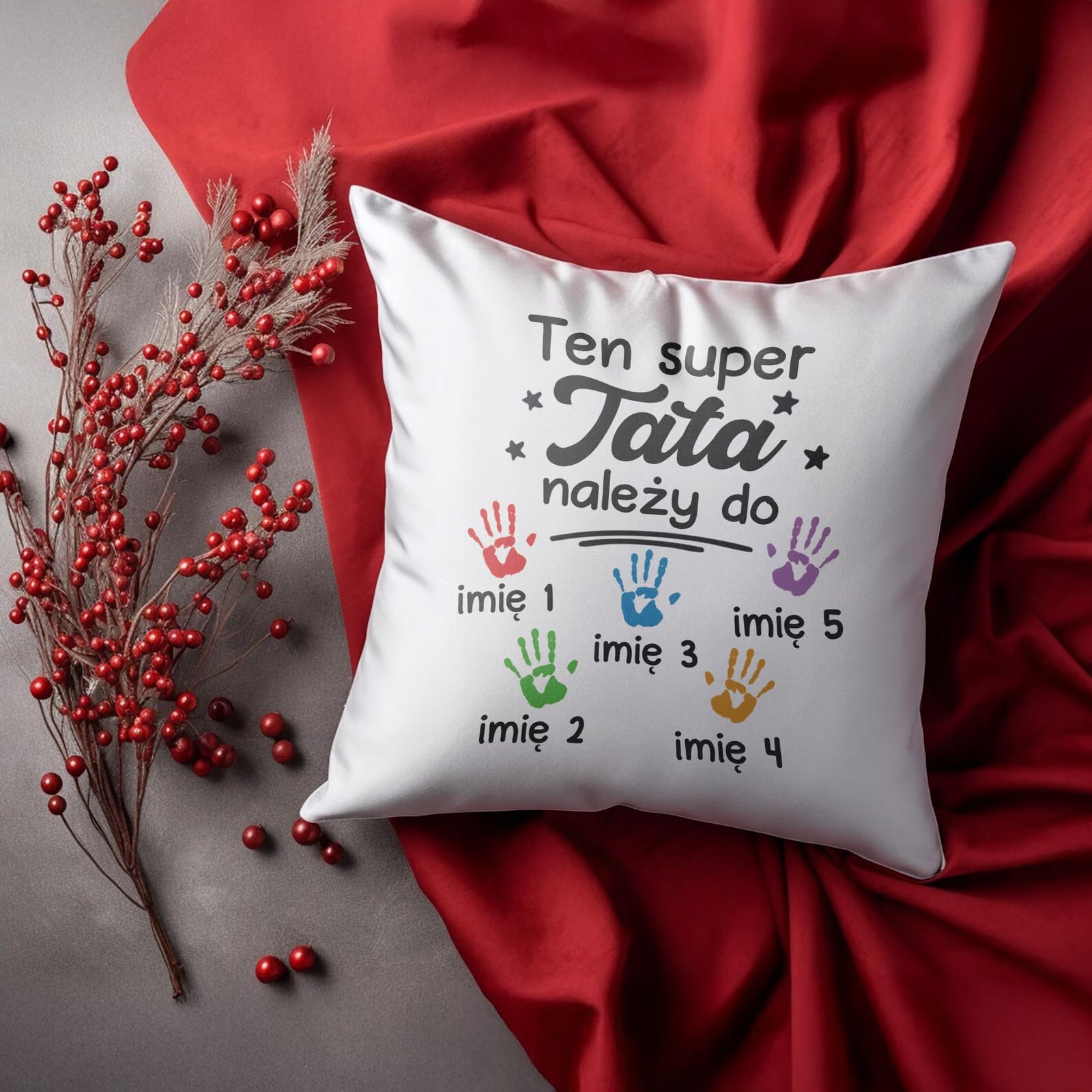 Poduszka personalizowana 38x38cm Dzień Ojca Tata Należy Do 5 Dzieci
