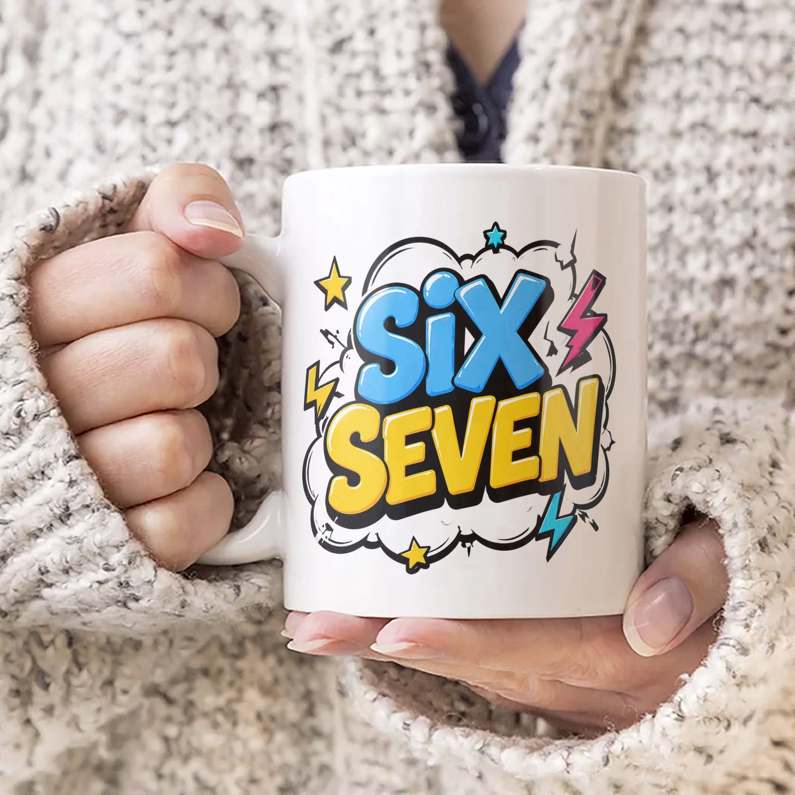 Zestaw Kubek Biały Poduszka Z Nadrukiem SIX SEVEN Prezent