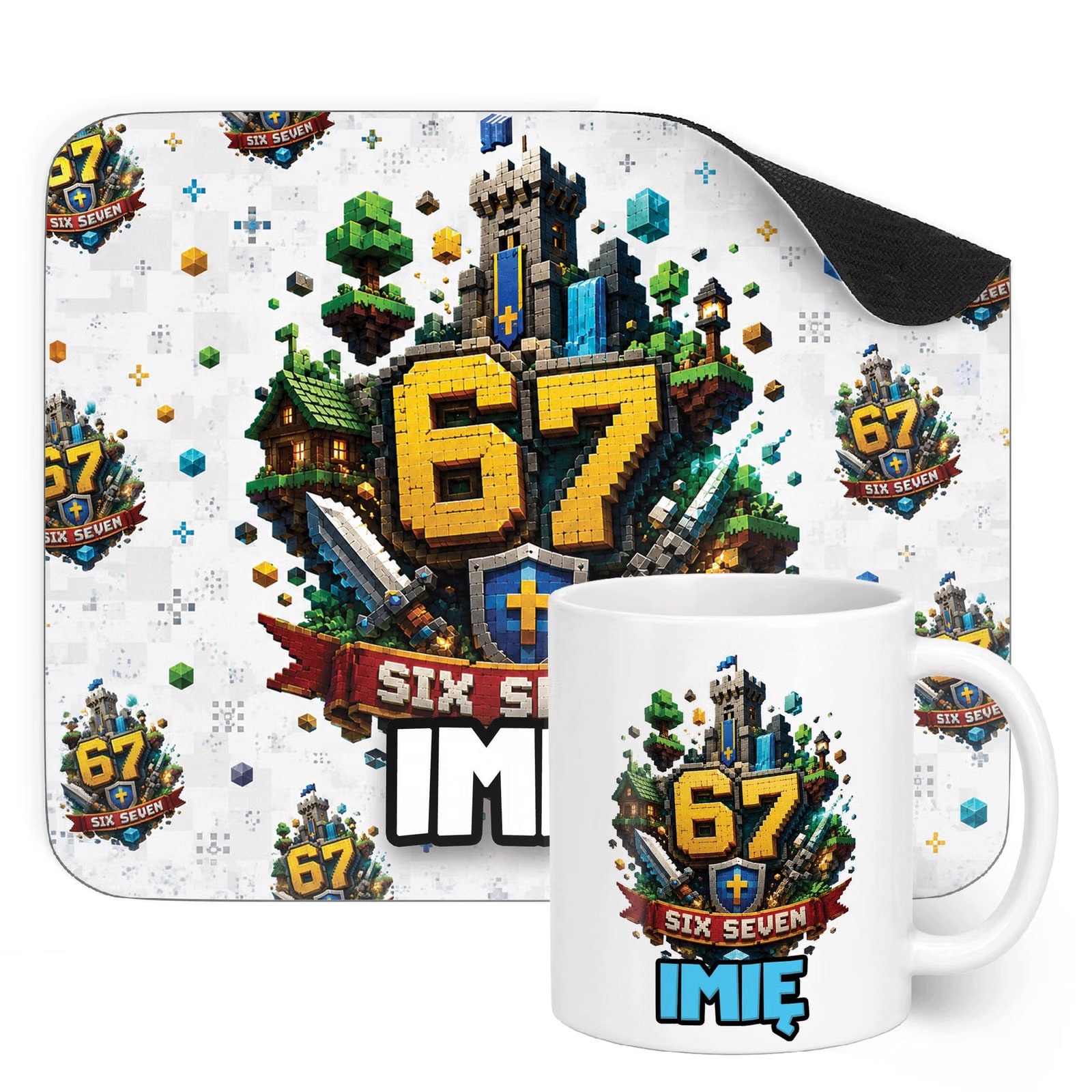 Zestaw personalizowany Kubek Podkładka pod mysz 67 Six Seven