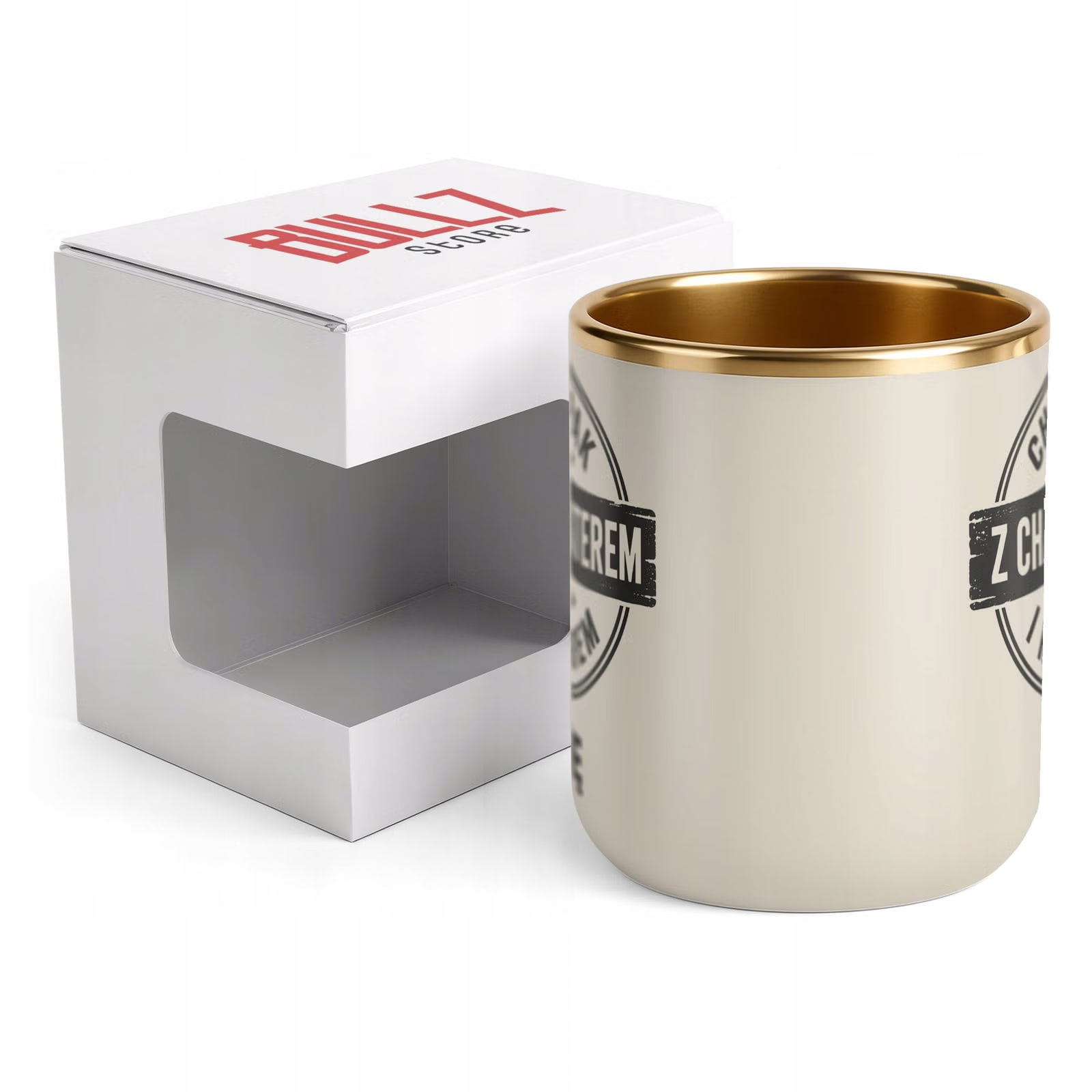 Kubek personalizowany z nadrukiem Premium Złoty Ecru Dzień Chłopaka