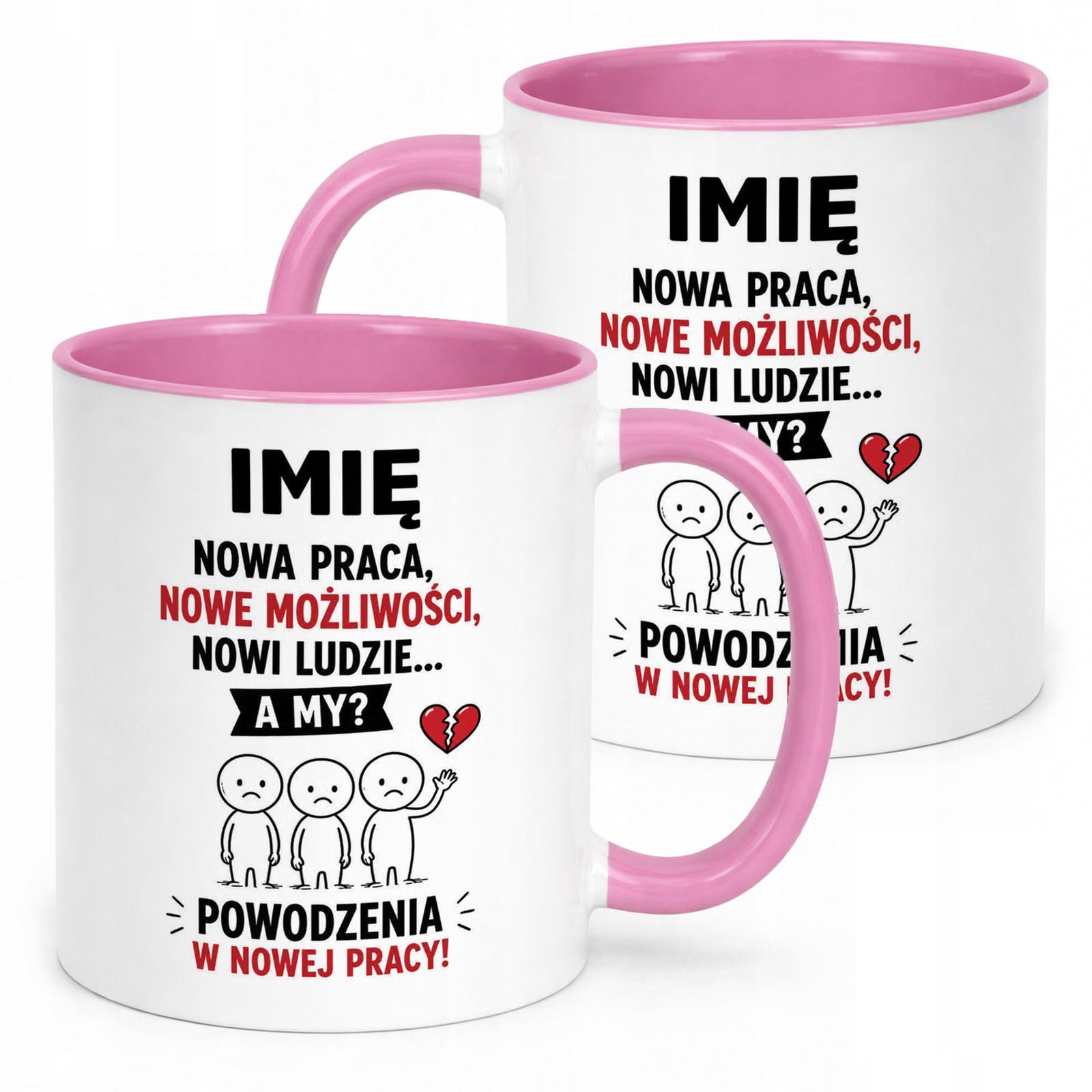 Kubek Różowy Personalizowany z Nadrukiem Pożegnanie Odejście z Pracy