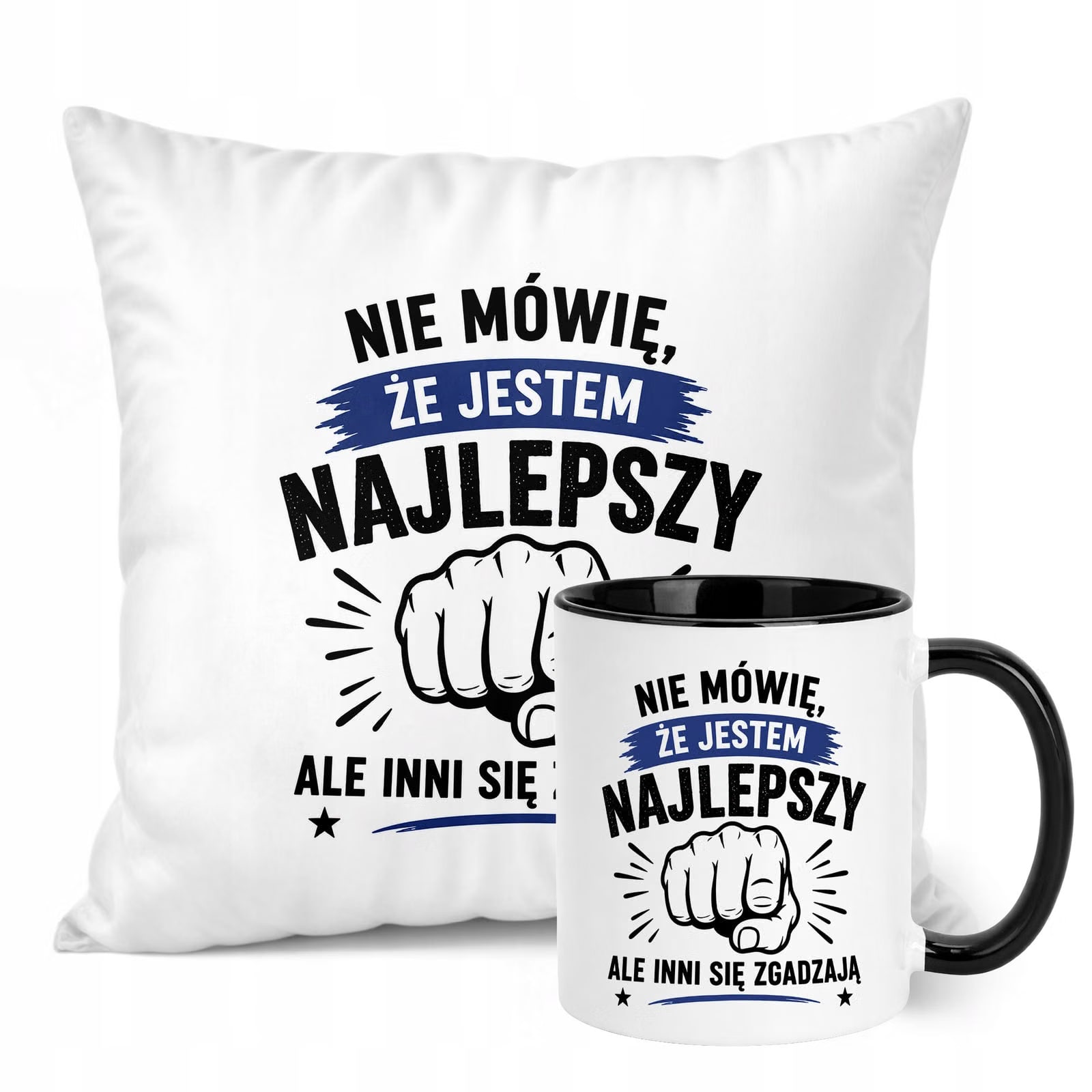 Zestaw Kubek Czarny Poduszka Dzień Chłopaka Z Nadrukiem Prezent Upominek
