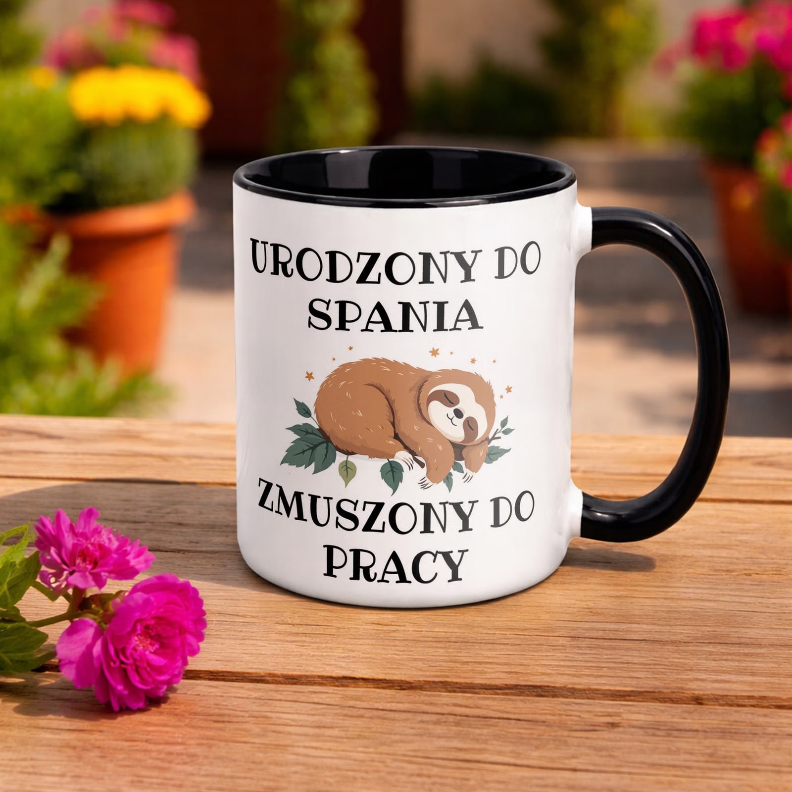 Kubek Czarny Urodzony Do Spania Śmieszny Zabawny Prezent