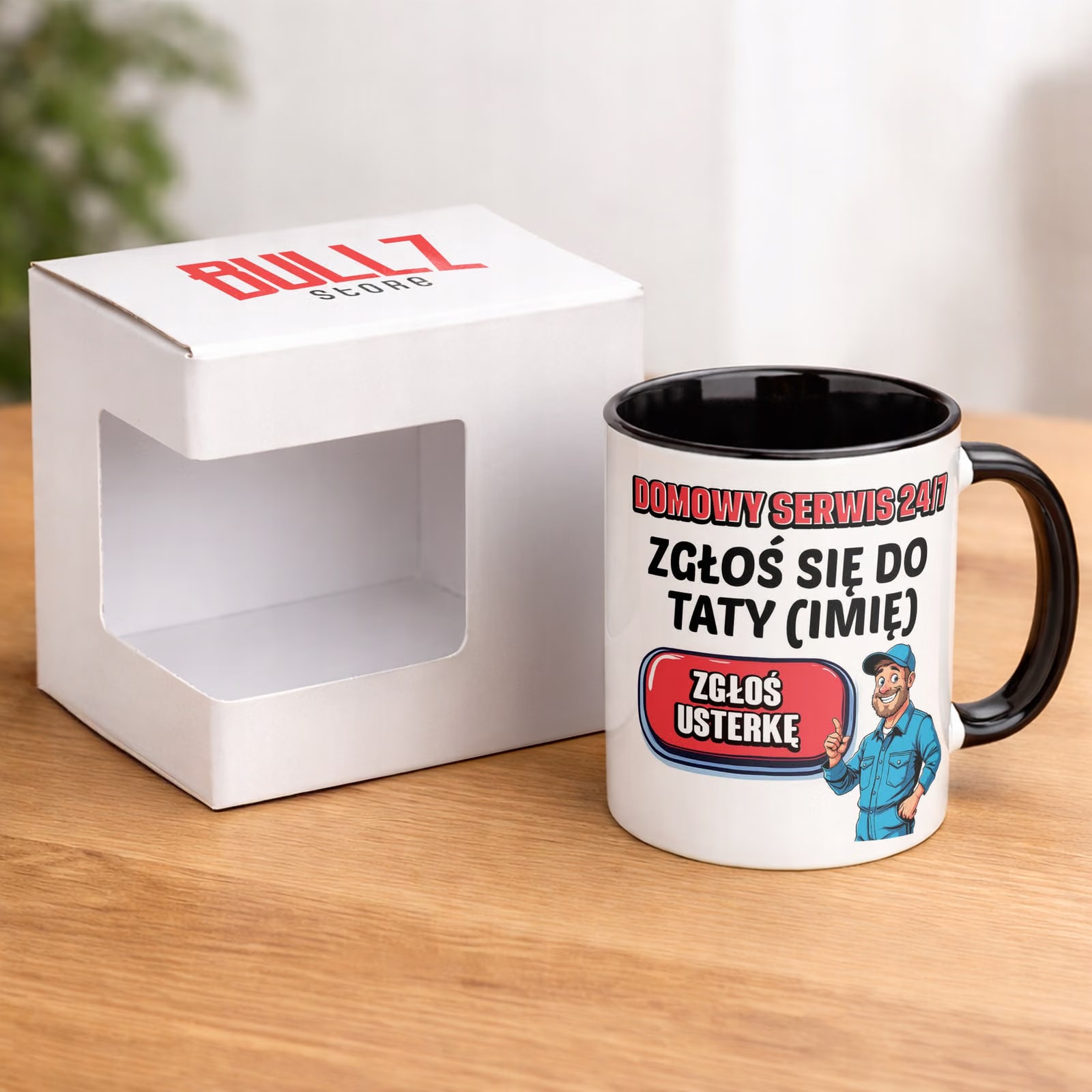 Kubek Czarny Personalizowany Dzień Ojca Zgłoś Się Do Taty Prezent
