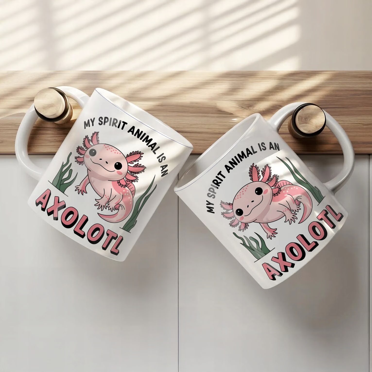 Kubek ceramiczny dla dziecka Aksolotl Axolotl Różowy Zwierzak Viral Trend