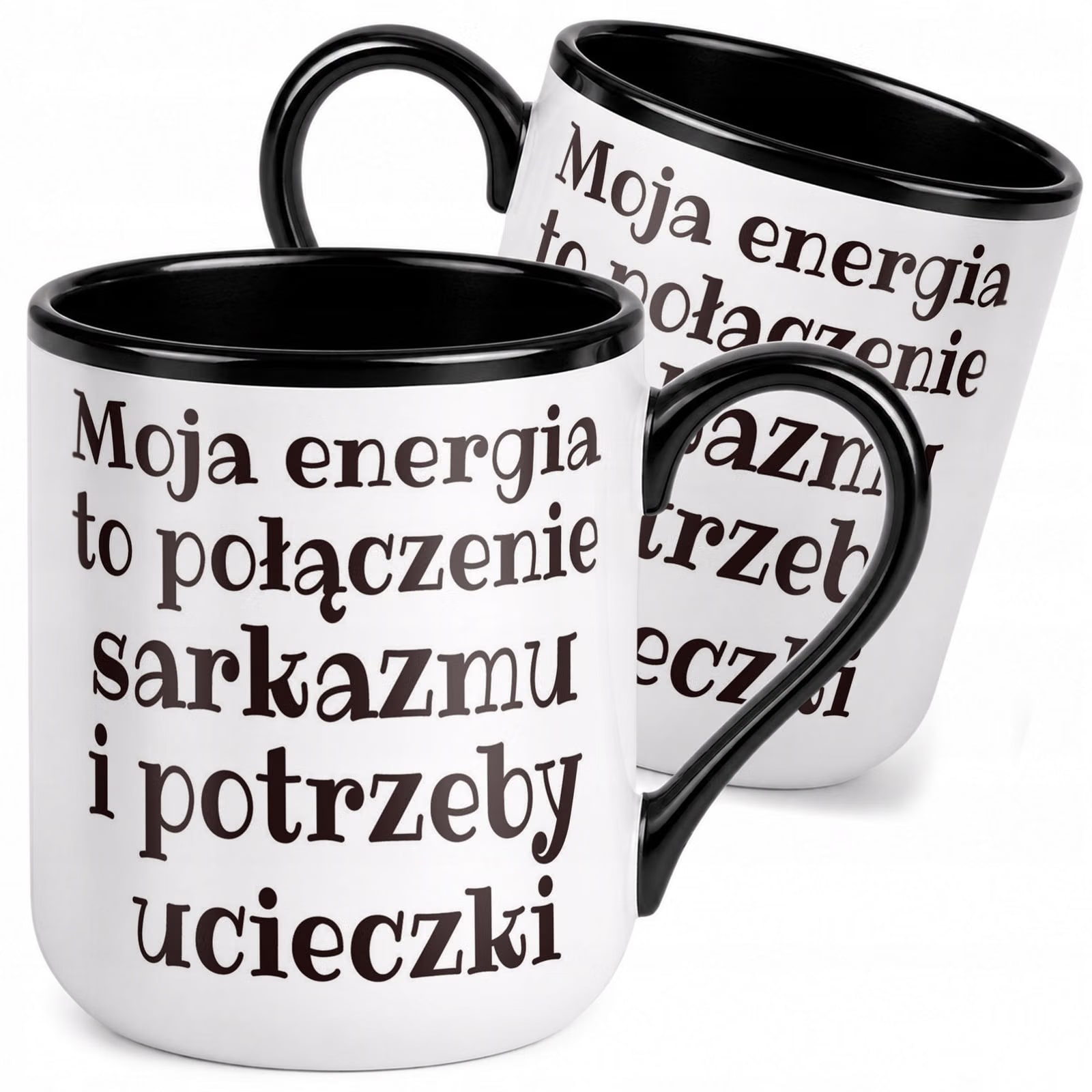 Kubek z nadrukiem Premium Czarny Moja Energia Upominek Prezent