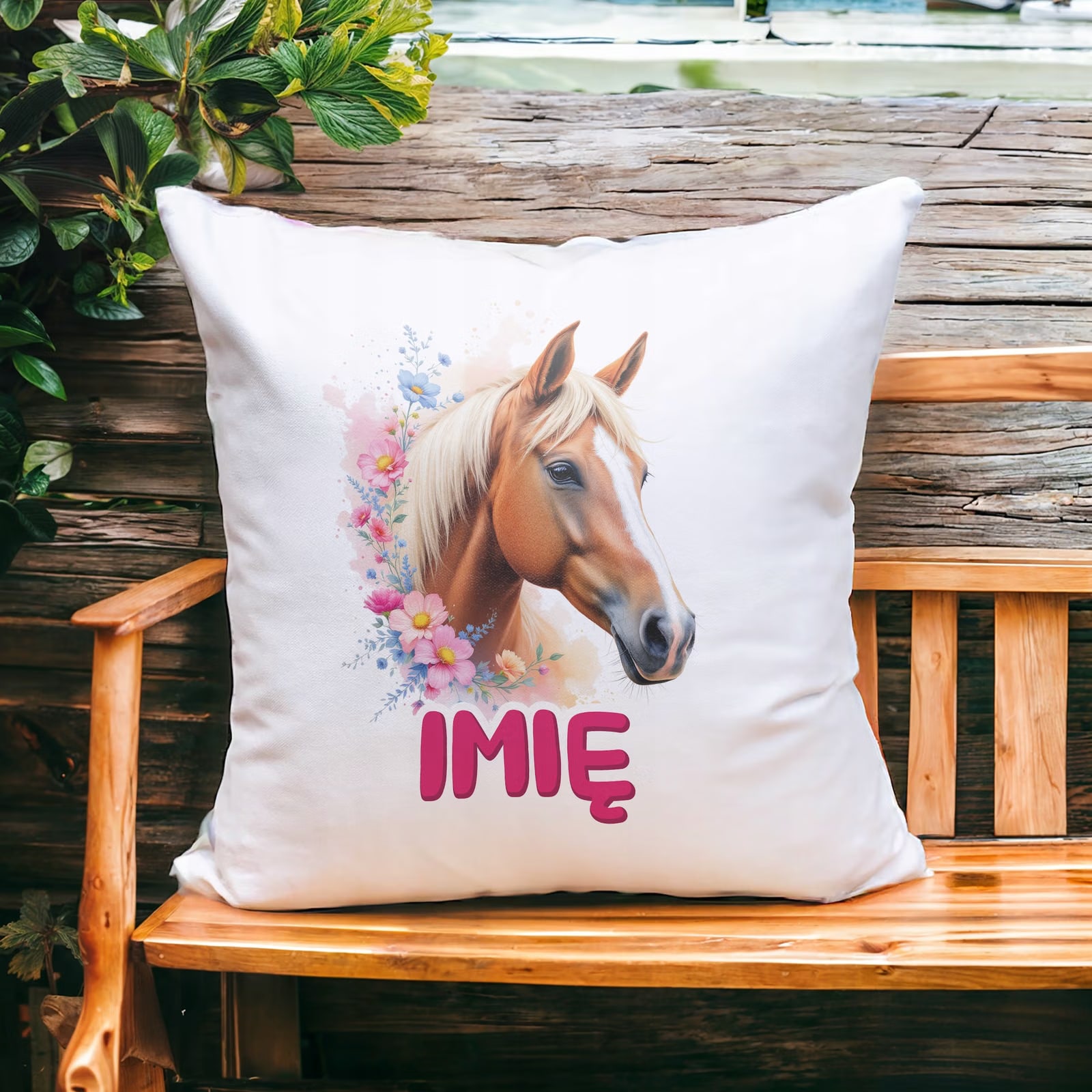 Poduszka 38x38cm Personalizowana Z Koniem Koń Słodki Dla Dzieci