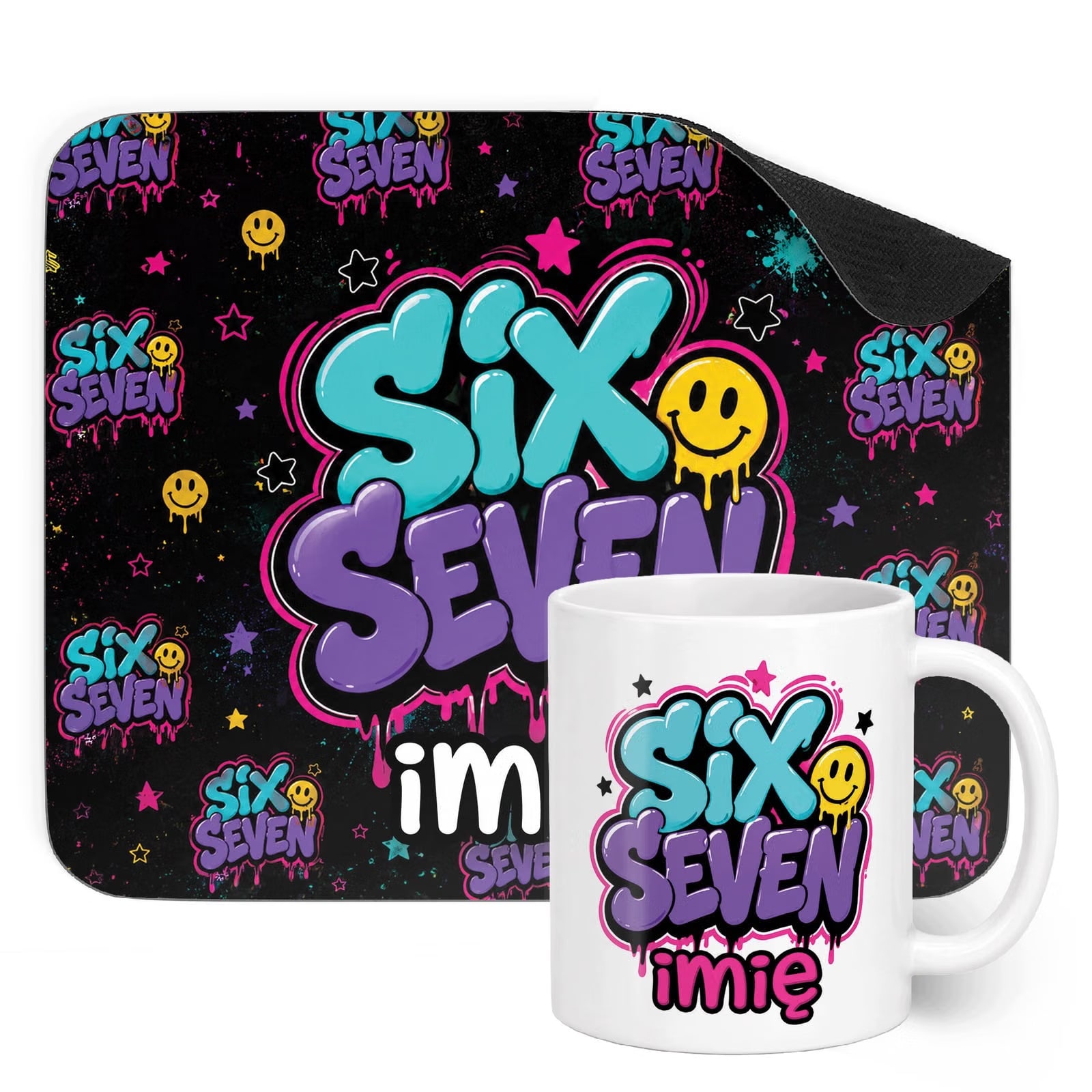 Zestaw personalizowany Kubek Podkładka pod mysz 67 Six Seven