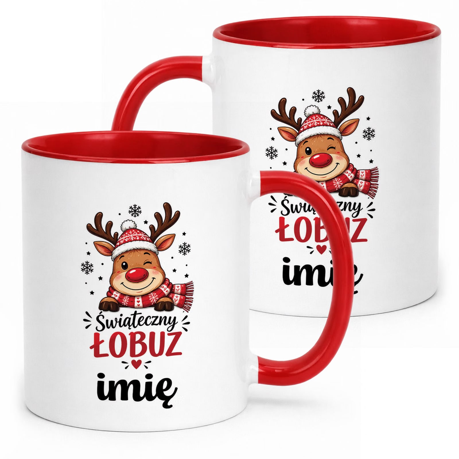 Kubek Czerwony Personalizowany z Nadrukiem Boże Narodzenie Święta Prezent