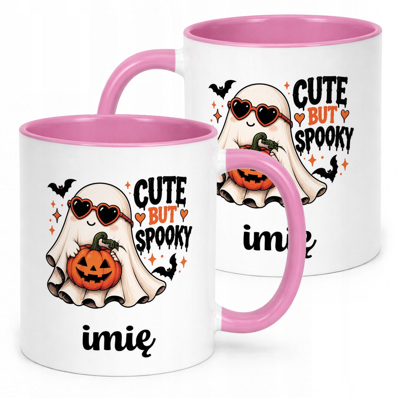 Kubek Różowy Personalizowany z Nadrukiem Halloween Jesień Prezent Upominek