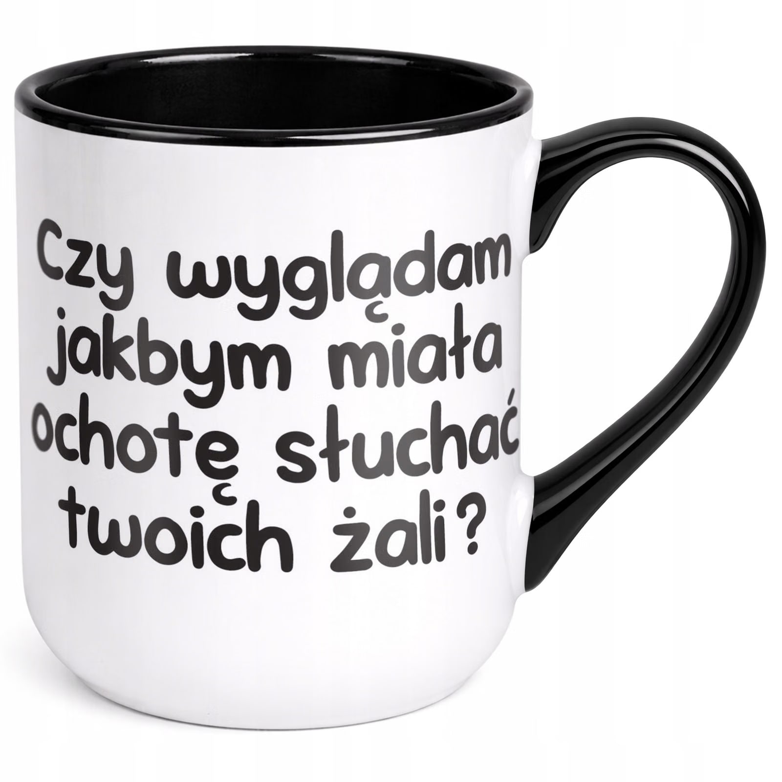 Kubek z nadrukiem Premium Czarny Czy Wyglądam Jakbym Upominek Prezent