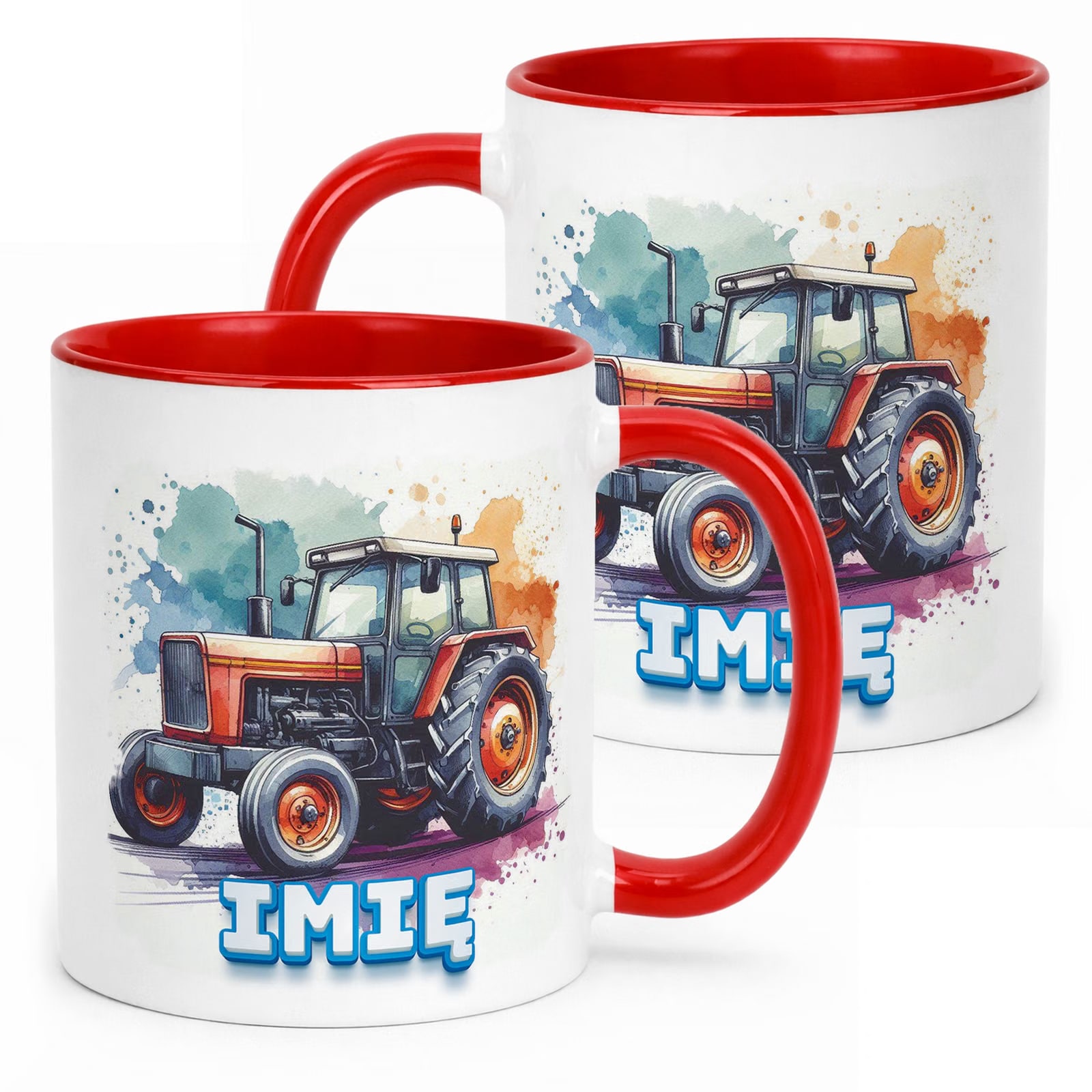 Kubek Czerwony Personalizowany Dla Fanów Traktorów Traktor Prezent