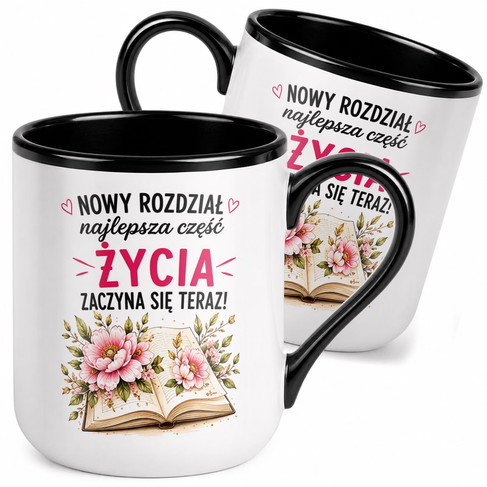 Kubek z nadrukiem Premium Czarny Emerytura Dla Emerytki Upominek Prezent
