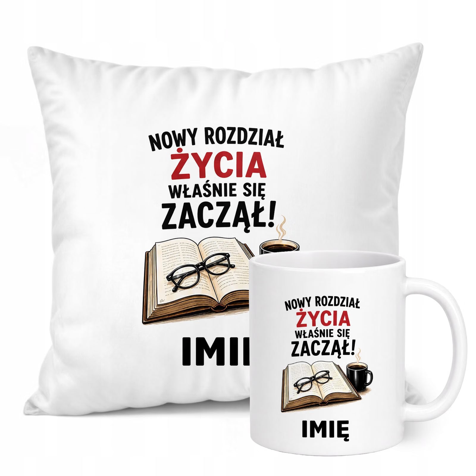 Zestaw Personalizowany Kubek Biały Poduszka Emerytura Dla Emeryta Prezent