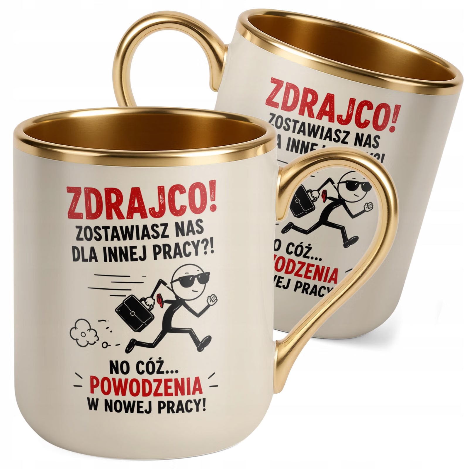 Kubek z nadrukiem Premium Złoty Ecru Pożegnanie Odejście z Pracy