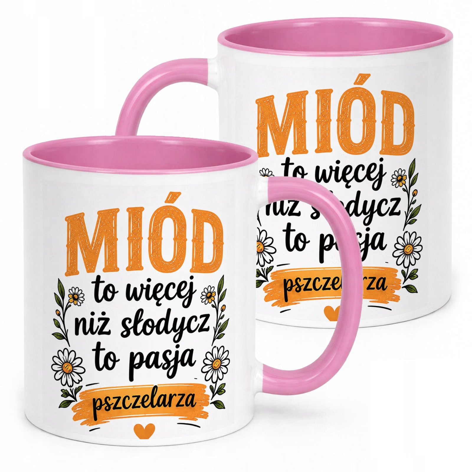 Różowy Kubek z nadrukiem Dla Pszczelarza Szef Pasieki Upominek Prezent