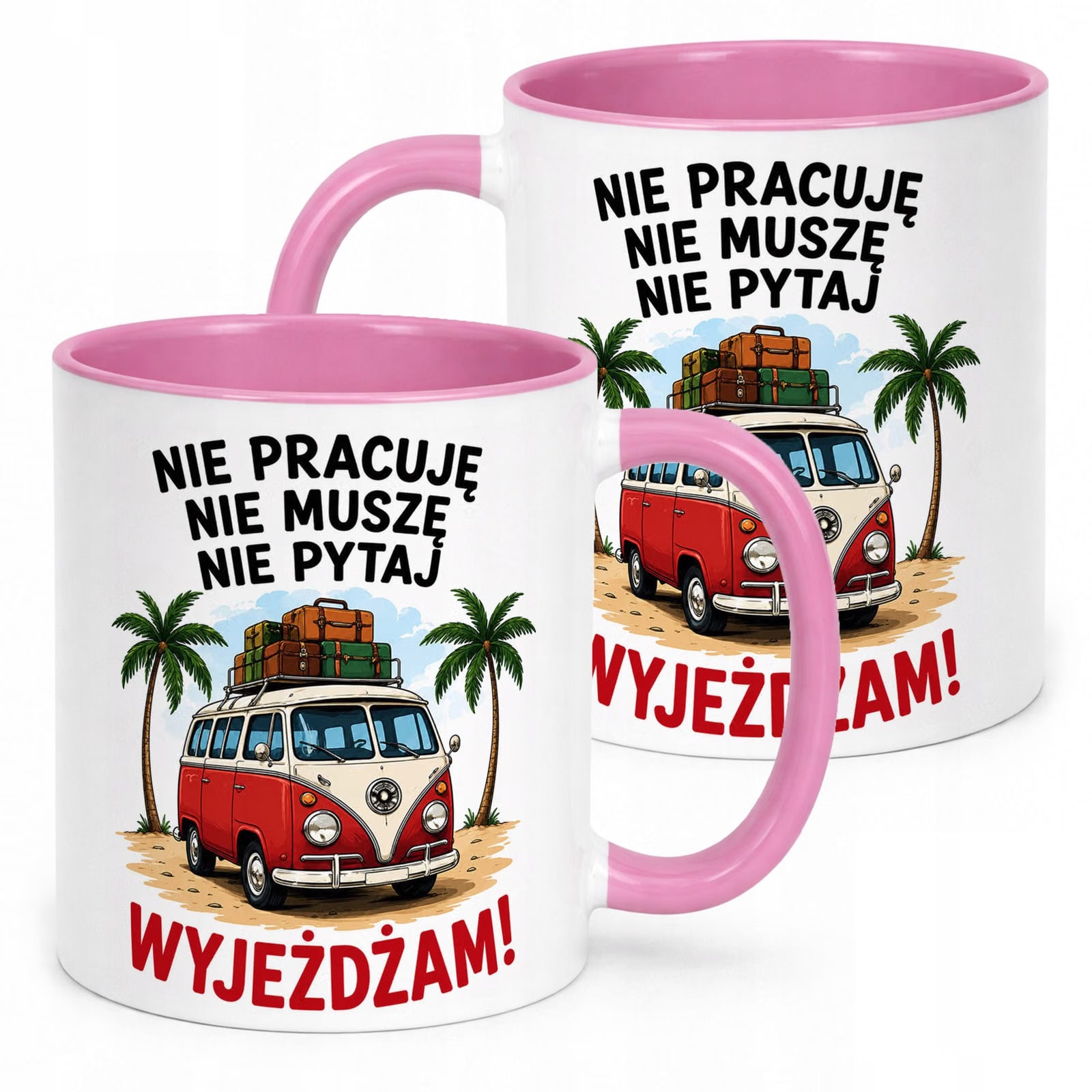 Kubek Różowy z nadrukiem Emerytura Dla Emeryta Emerytki Upominek Prezent