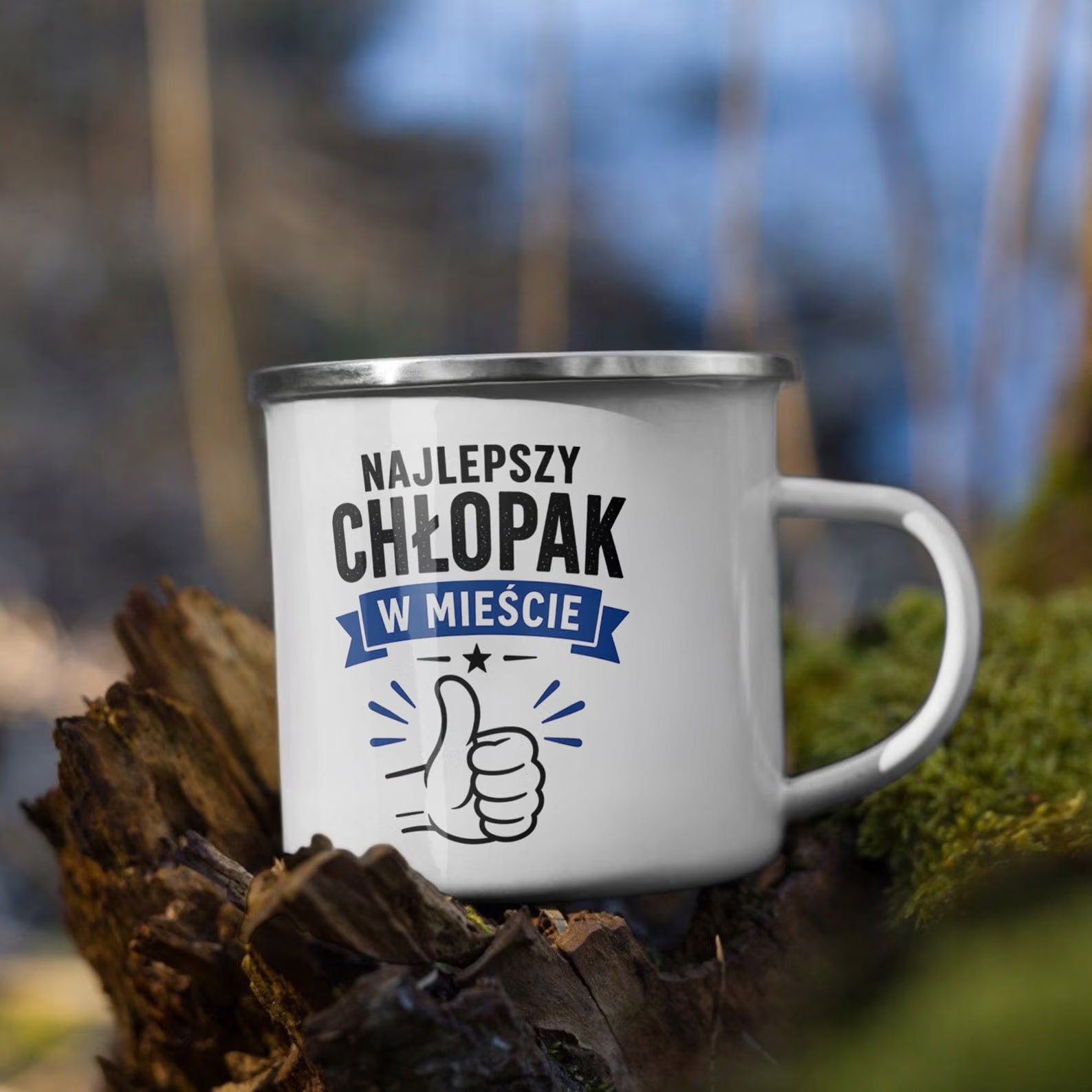 Zestaw Kubek Emaliowany Poduszka Dzień Chłopaka Z Nadrukiem