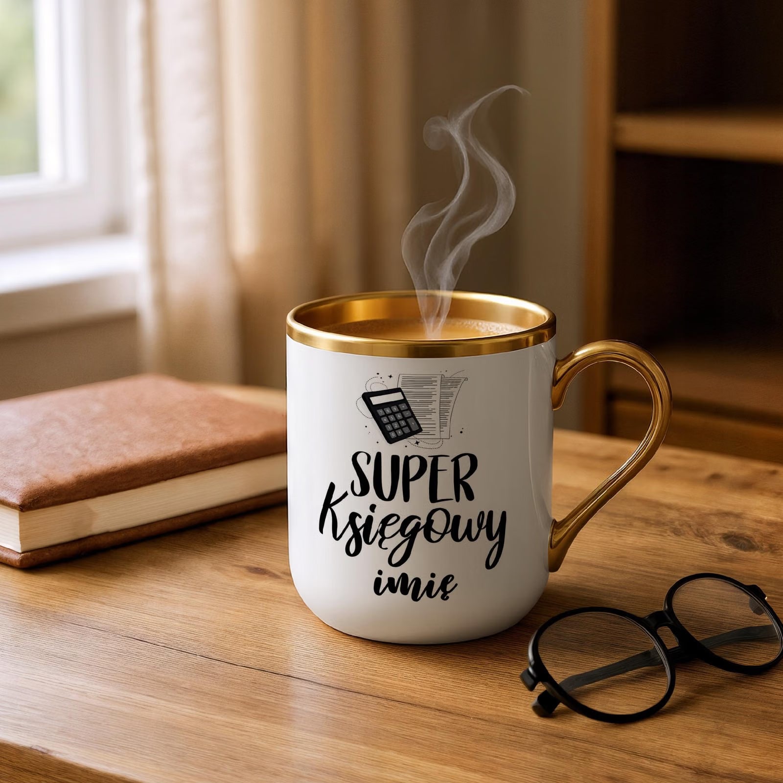 Kubek Premium Złoty Personalizowany Super Księgowy Prezent Upominek