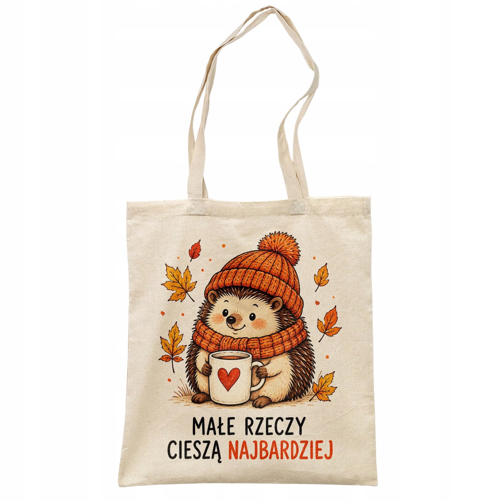 Zestaw Kubek Różowy Torba Shopper Ecru Z Nadrukiem Jesień Jesienny