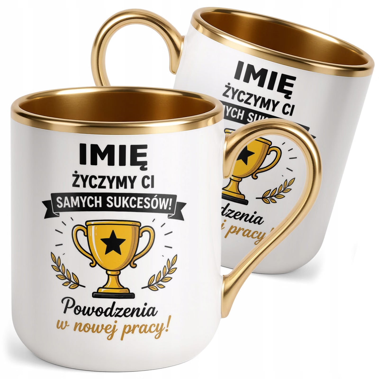 Kubek Personalizowany z nadrukiem Premium Złoty Odejście z Pracy
