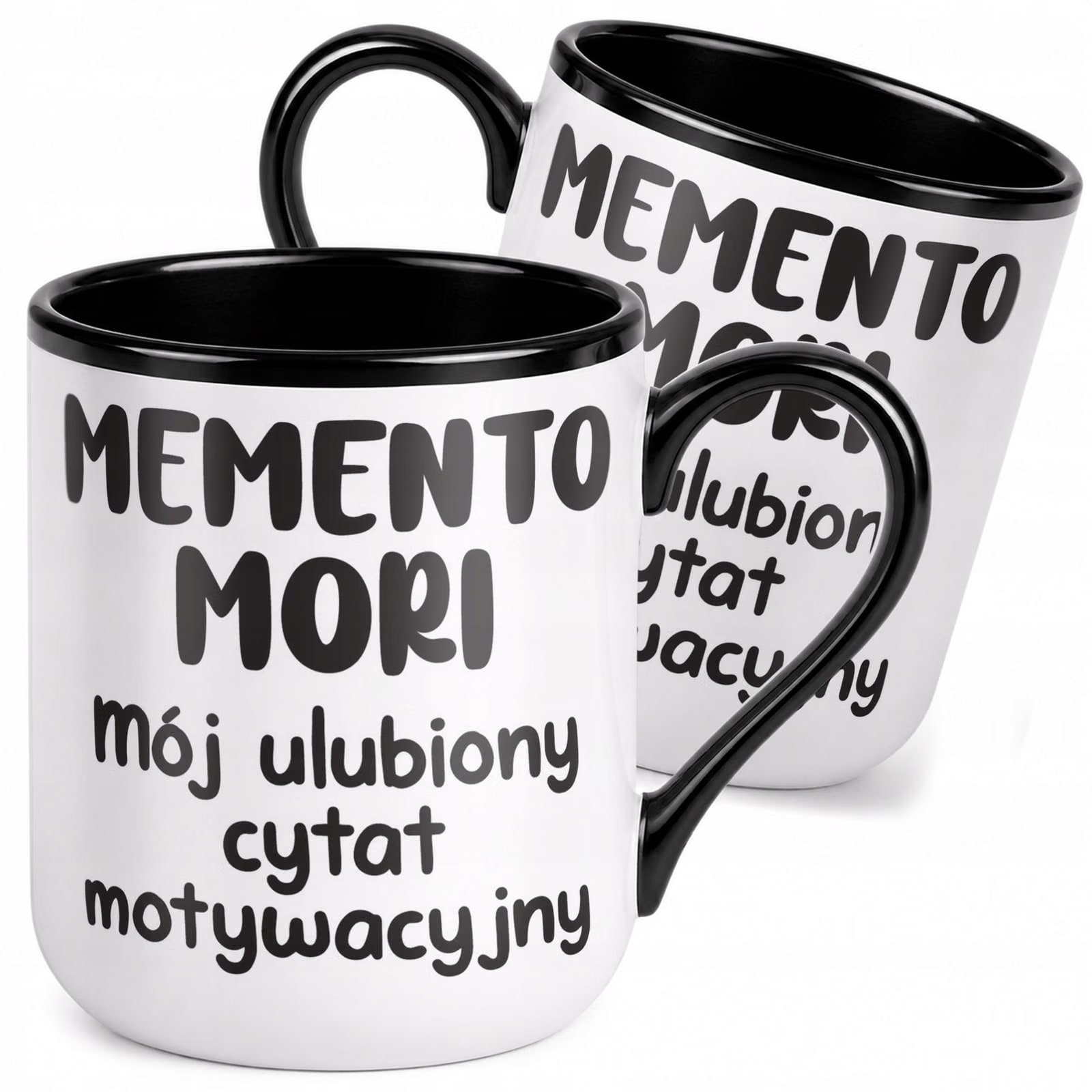 Kubek z nadrukiem Premium Czarny Memento Mori Upominek Prezent