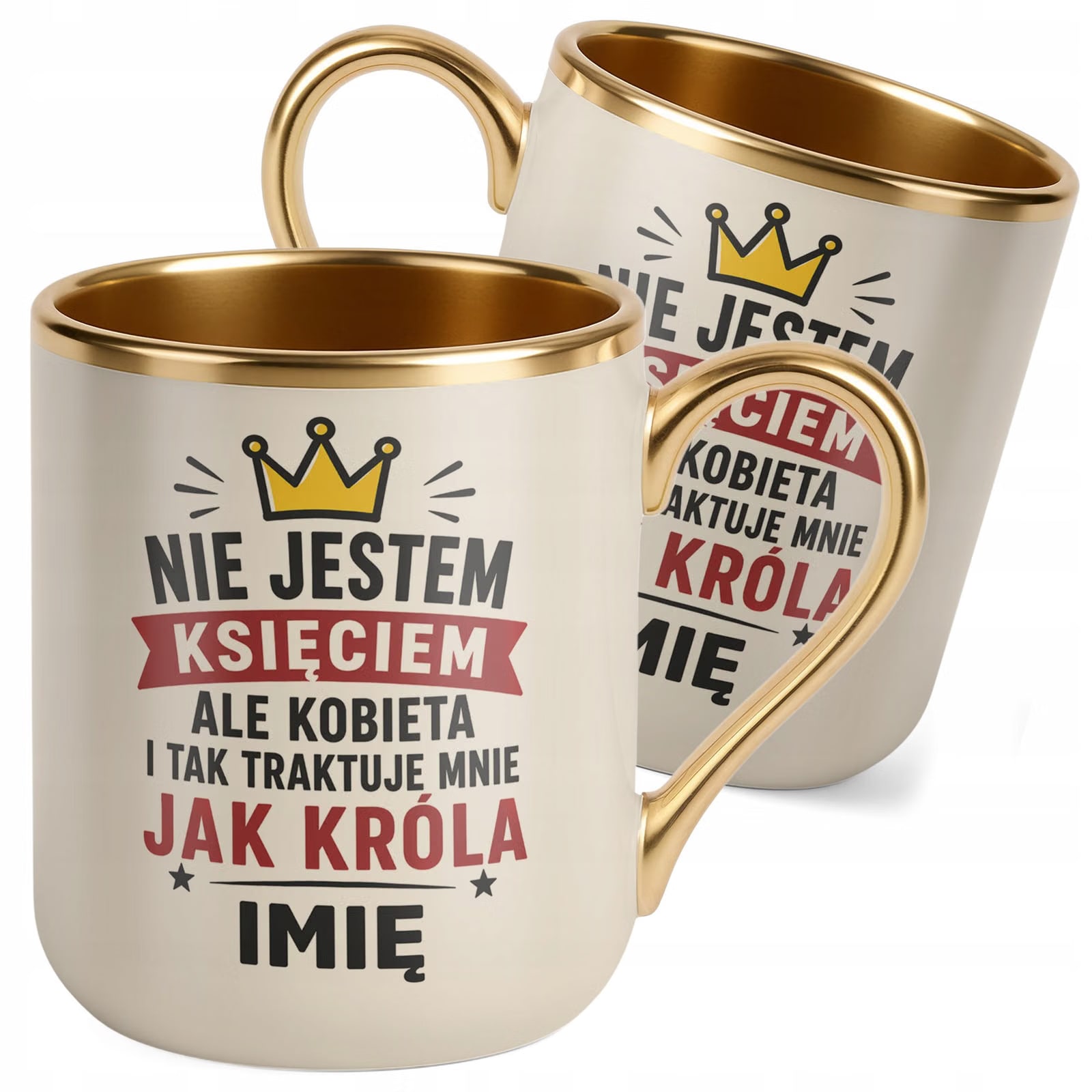 Kubek personalizowany z nadrukiem Premium Złoty Ecru Dzień Chłopaka