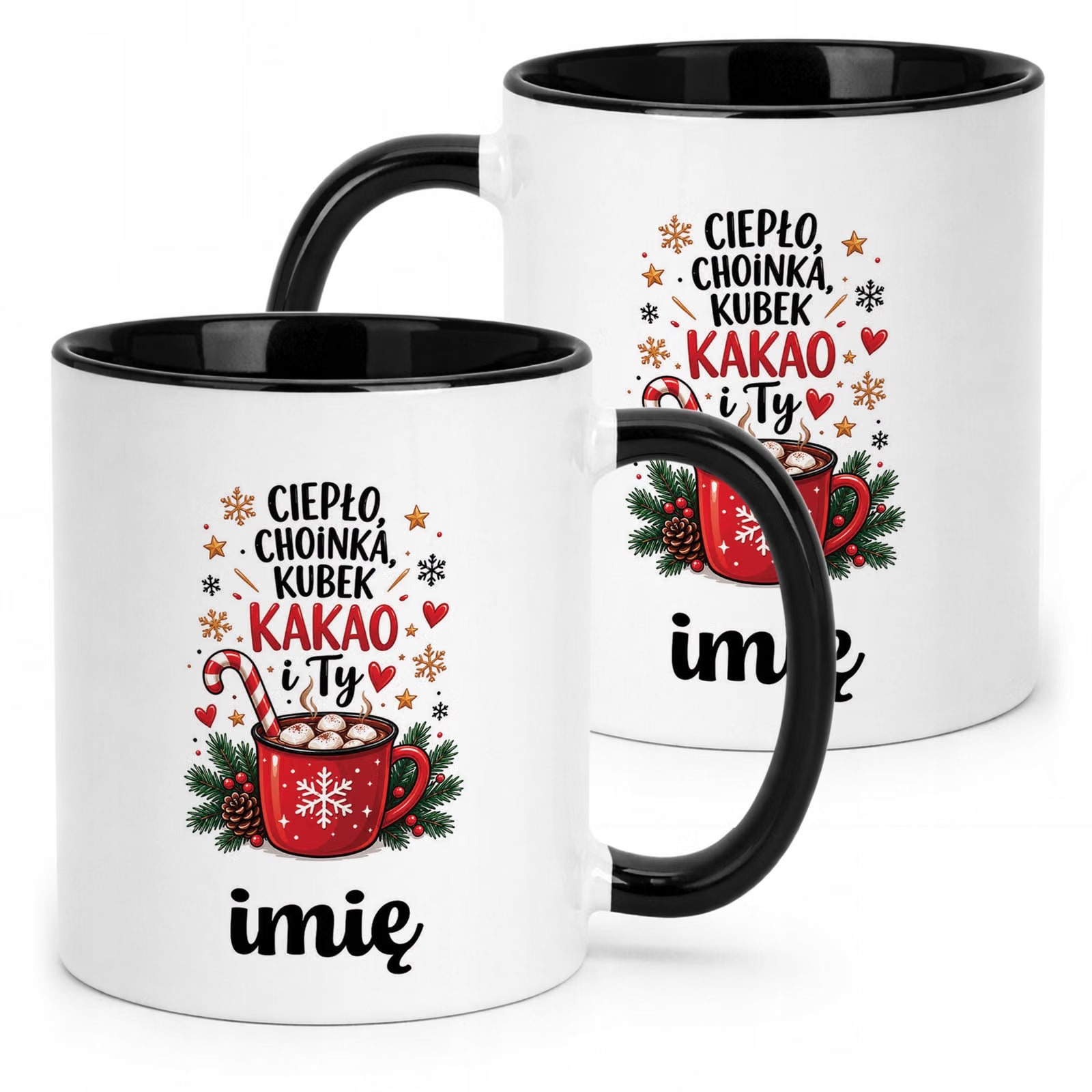 Kubek Czarny Personalizowany z Nadrukiem Boże Narodzenie Święta Prezent