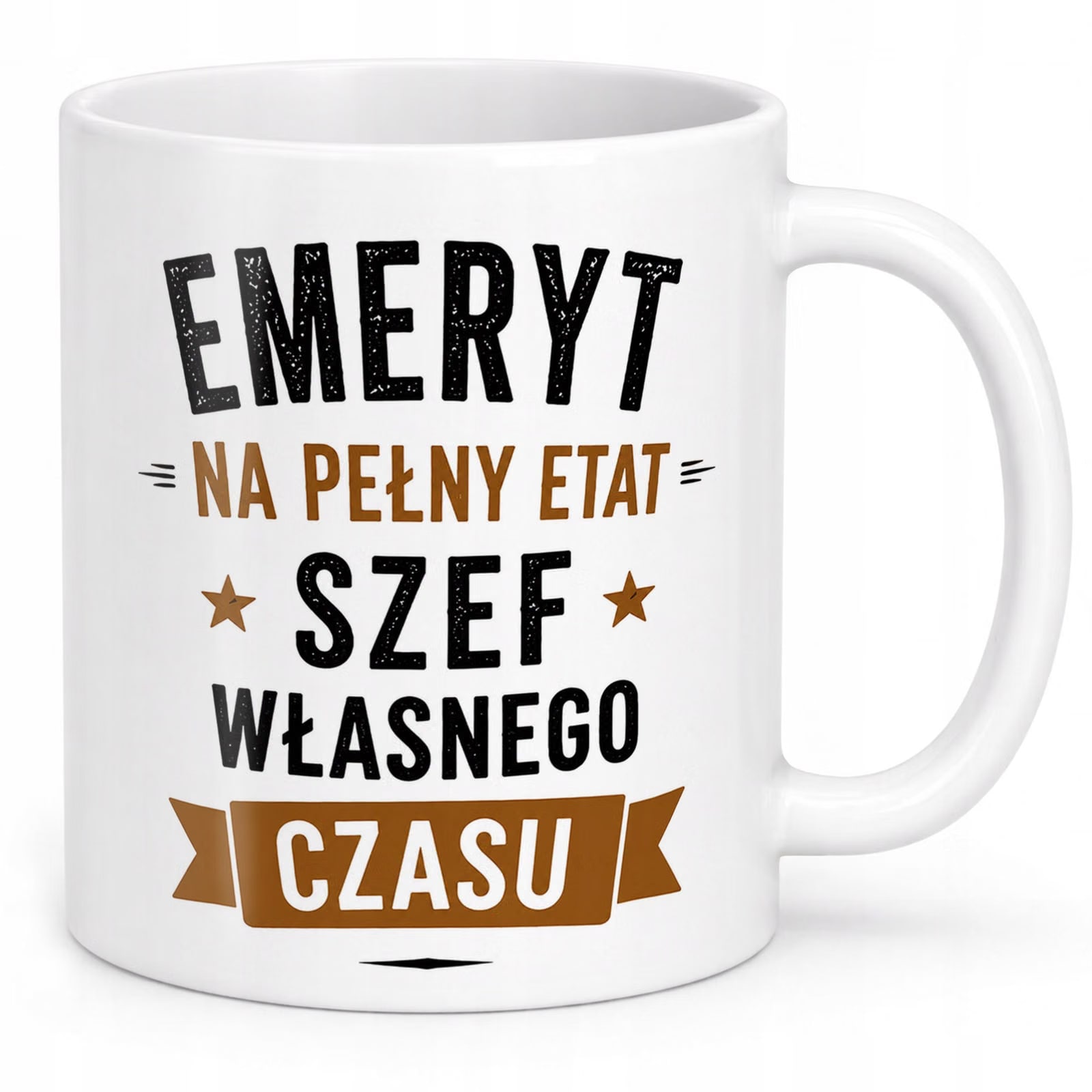 Biały Kubek z nadrukiem Emerytura Dla Emeryta Upominek Prezent