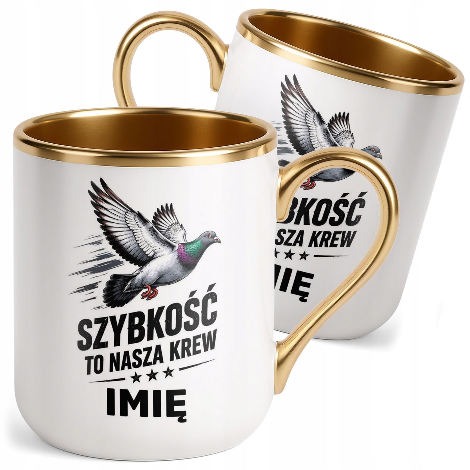 Kubek Personalizowany z nadrukiem Premium Złoty Dla Gołębiarza Prezent