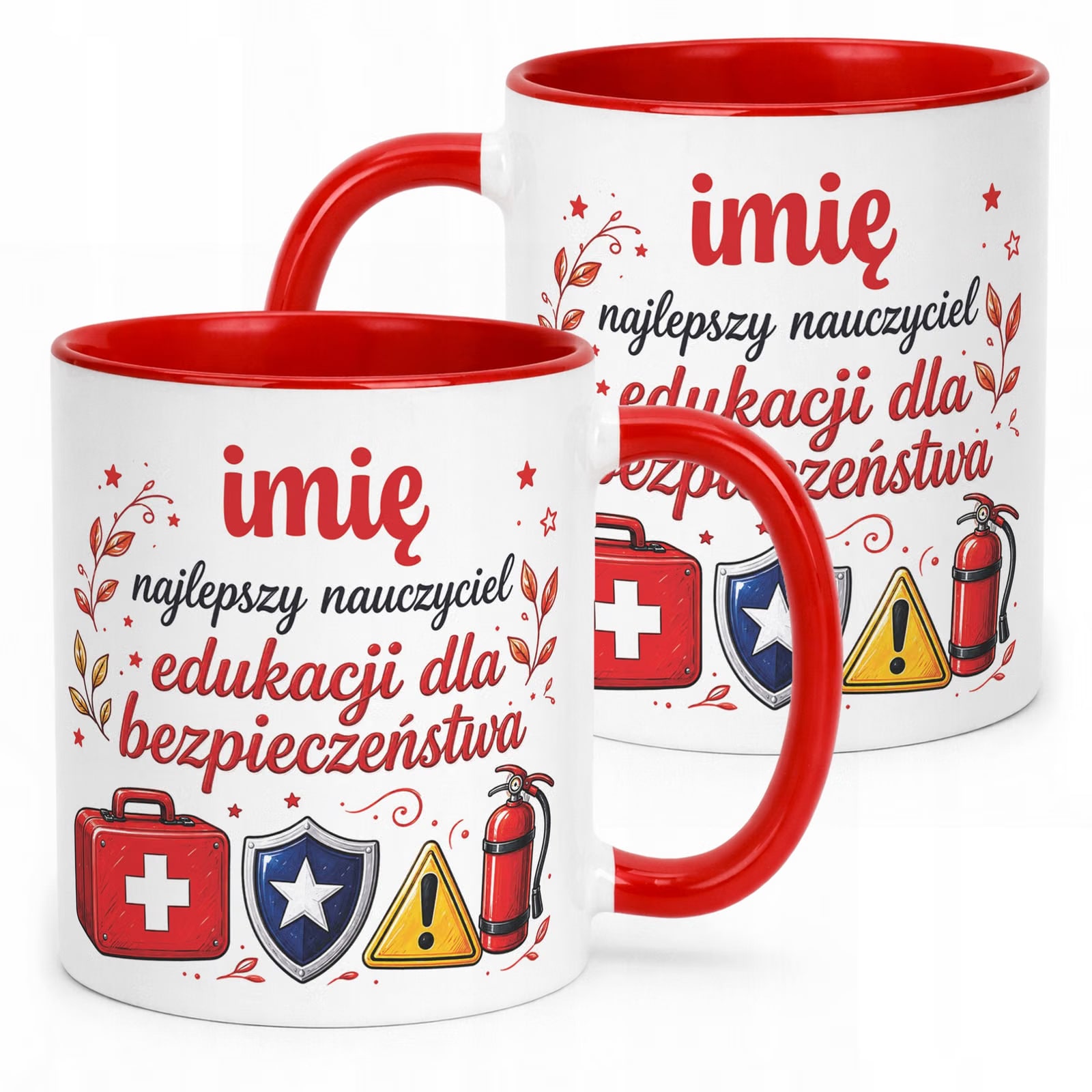 Kubek Czerwony z Imieniem Dzień Nauczyciela EDB Prezent