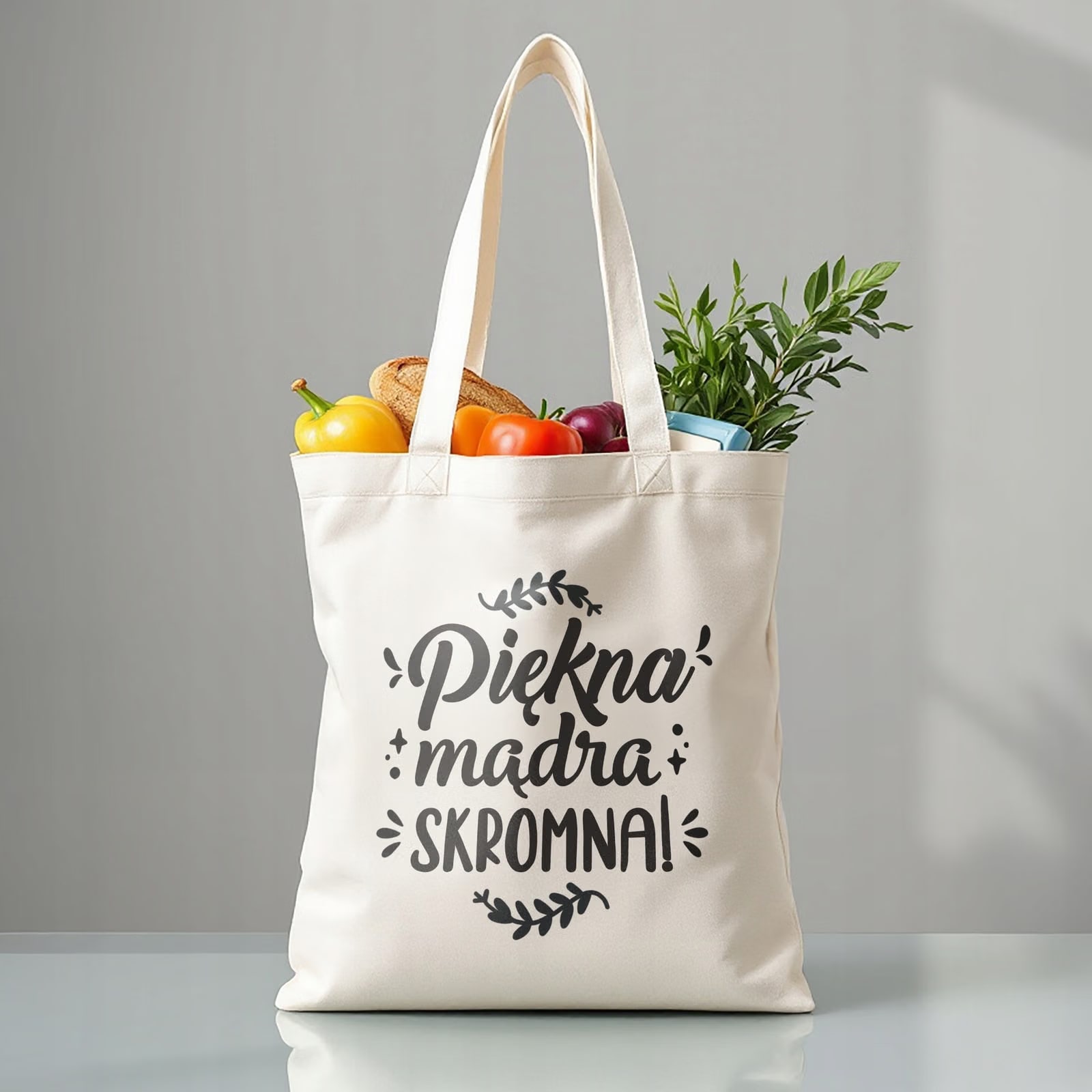 Torba bawełniana premium prezent na Dzień Kobiet Piękna Mądra Skromna