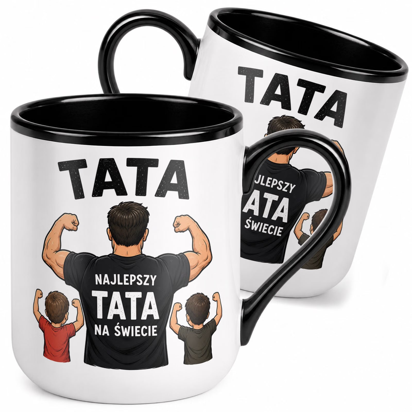 Kubek z nadrukiem Premium Czarny Dla Taty Dzień Ojca Upominek Prezent