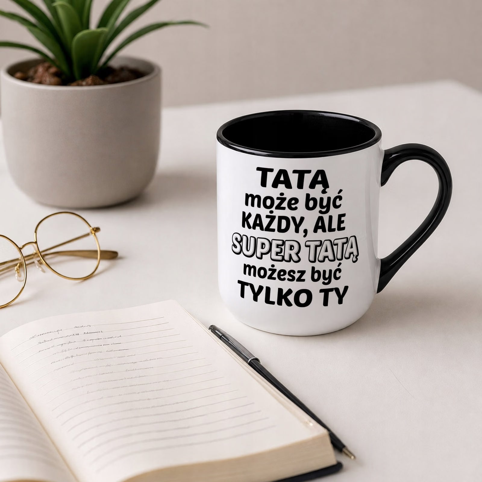 Kubek z nadrukiem Premium Czarny Dla Taty Dzień Ojca Upominek Prezent