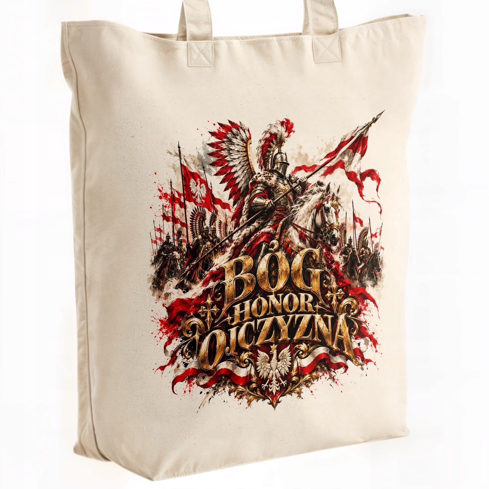 Torba shopper ecru premium patriotyczna święto niepodległości z nadrukiem