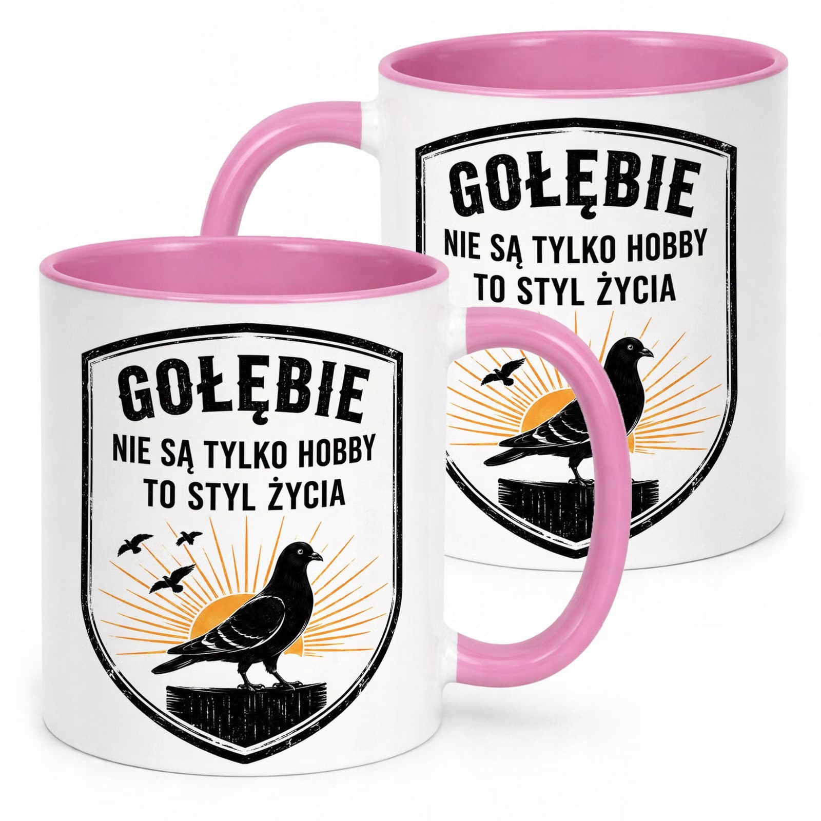 Różowy Kubek z nadrukiem Dla Gołębiarza Hodowcy Gołębi Upominek Prezent