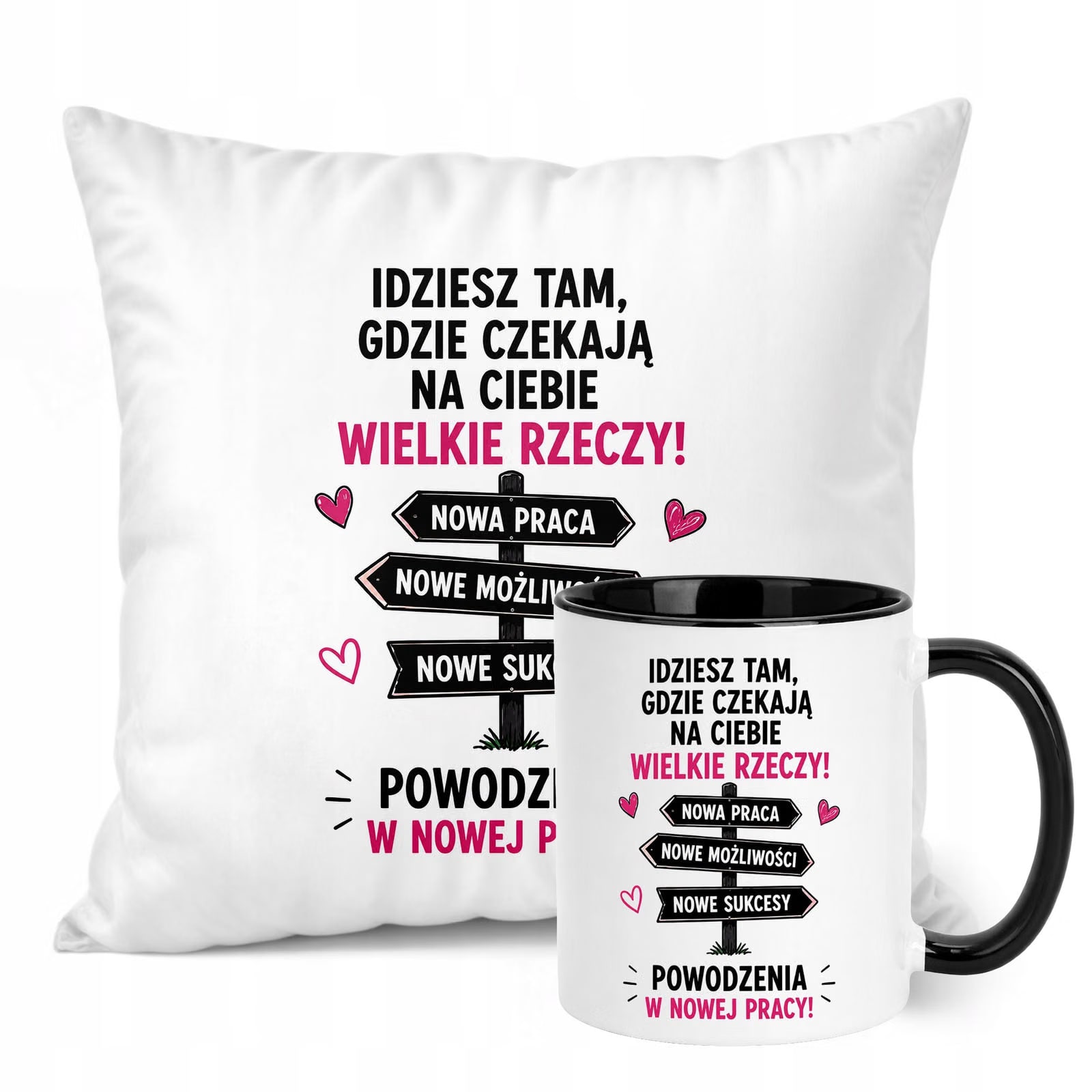 Zestaw Kubek Czarny Poduszka Z Nadrukiem Odejście z Pracy Prezent