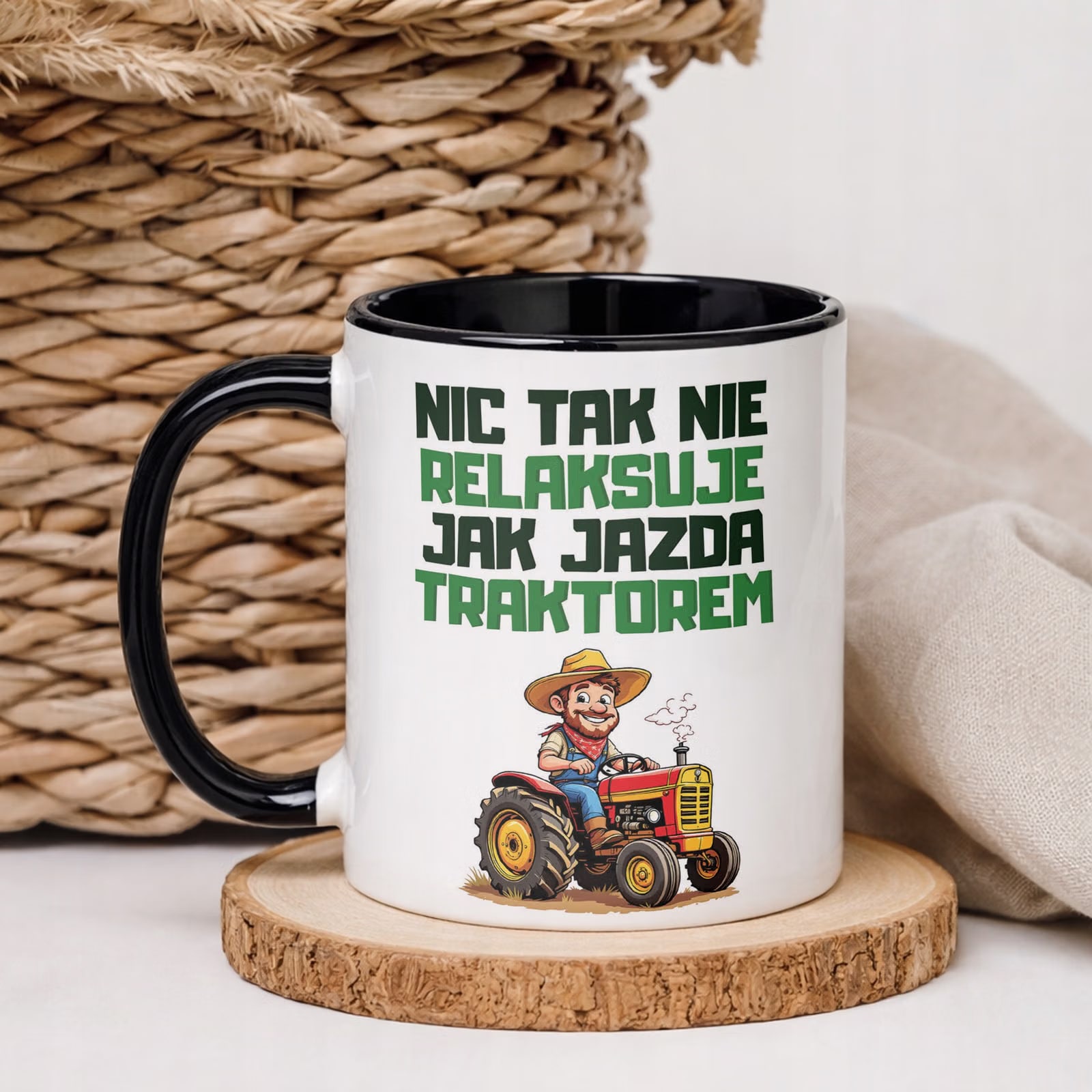 Kubek Czarny Rolnik Dla Rolnika Traktor Zabawny Prezent Upominek