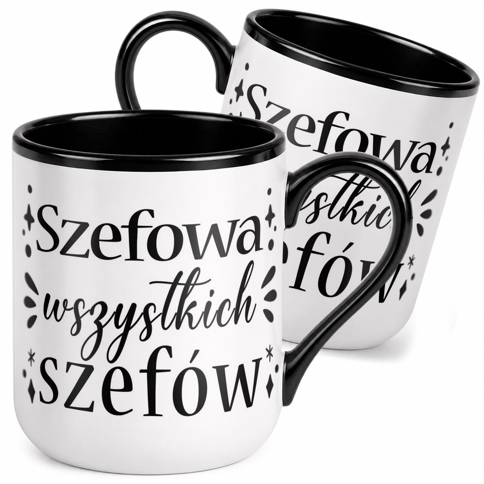Kubek z nadrukiem Premium Czarny Dla Szefowej Upominek Prezent