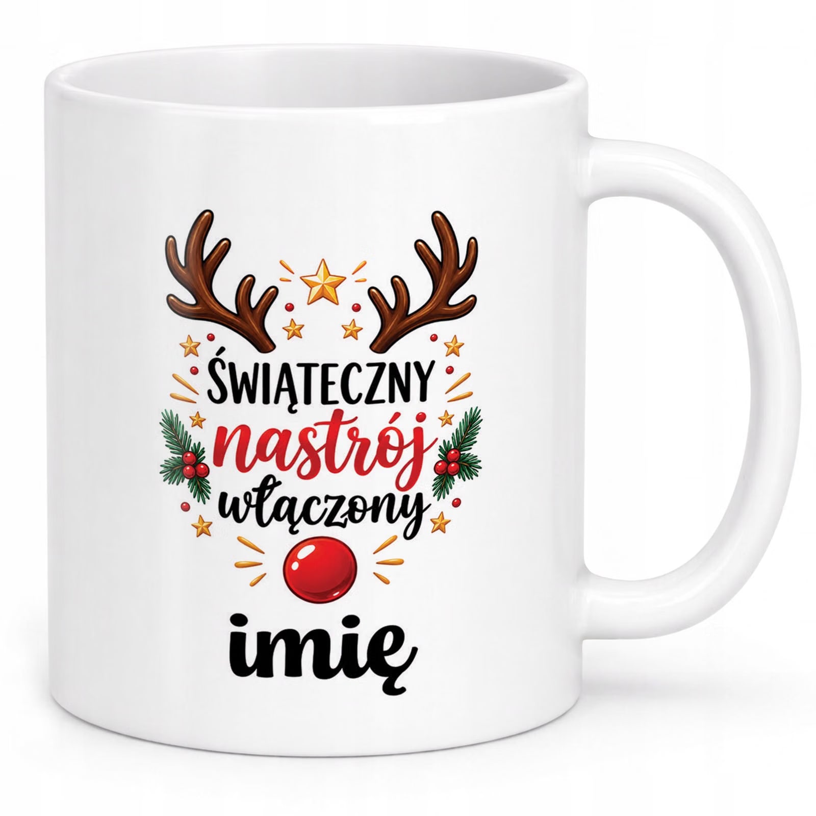 Kubek Biały Personalizowany z Nadrukiem Boże Narodzenie Święta Prezent