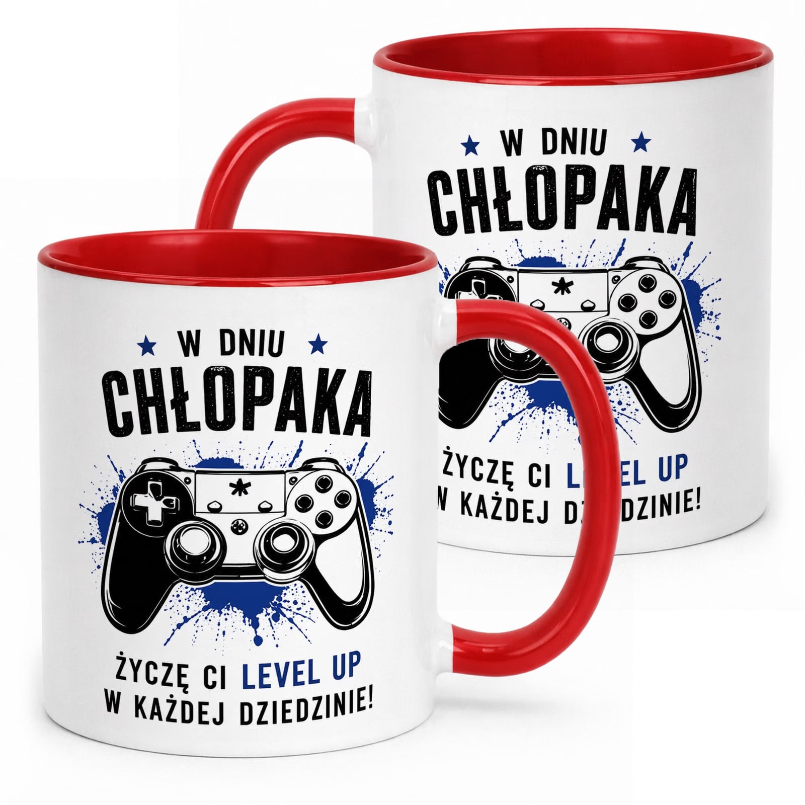Czerwony Kubek z nadrukiem Dzień Chłopaka Mężczyzny Upominek Prezent