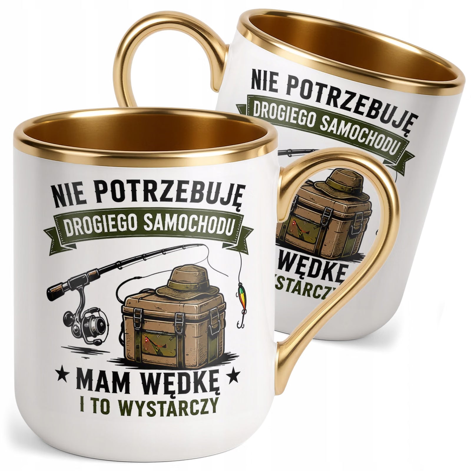 Kubek z nadrukiem Premium Złoty Dla Wędkarza Rybaka Prezent