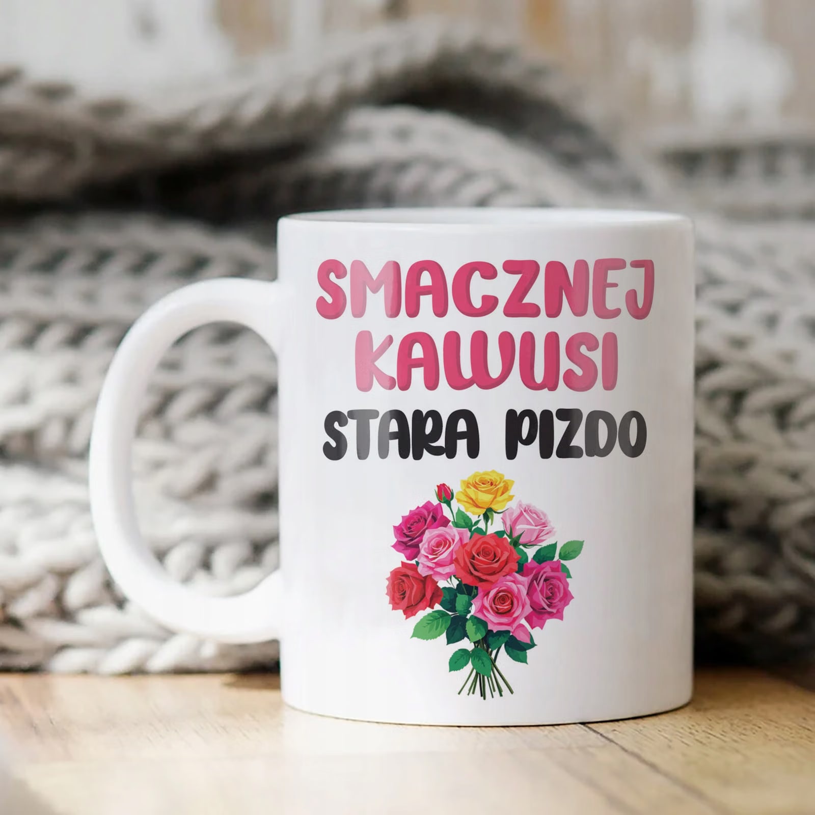 Kubek ceramiczny Smacznej Kawusi Stara Piz*o Śmieszny Zabawny Prezent