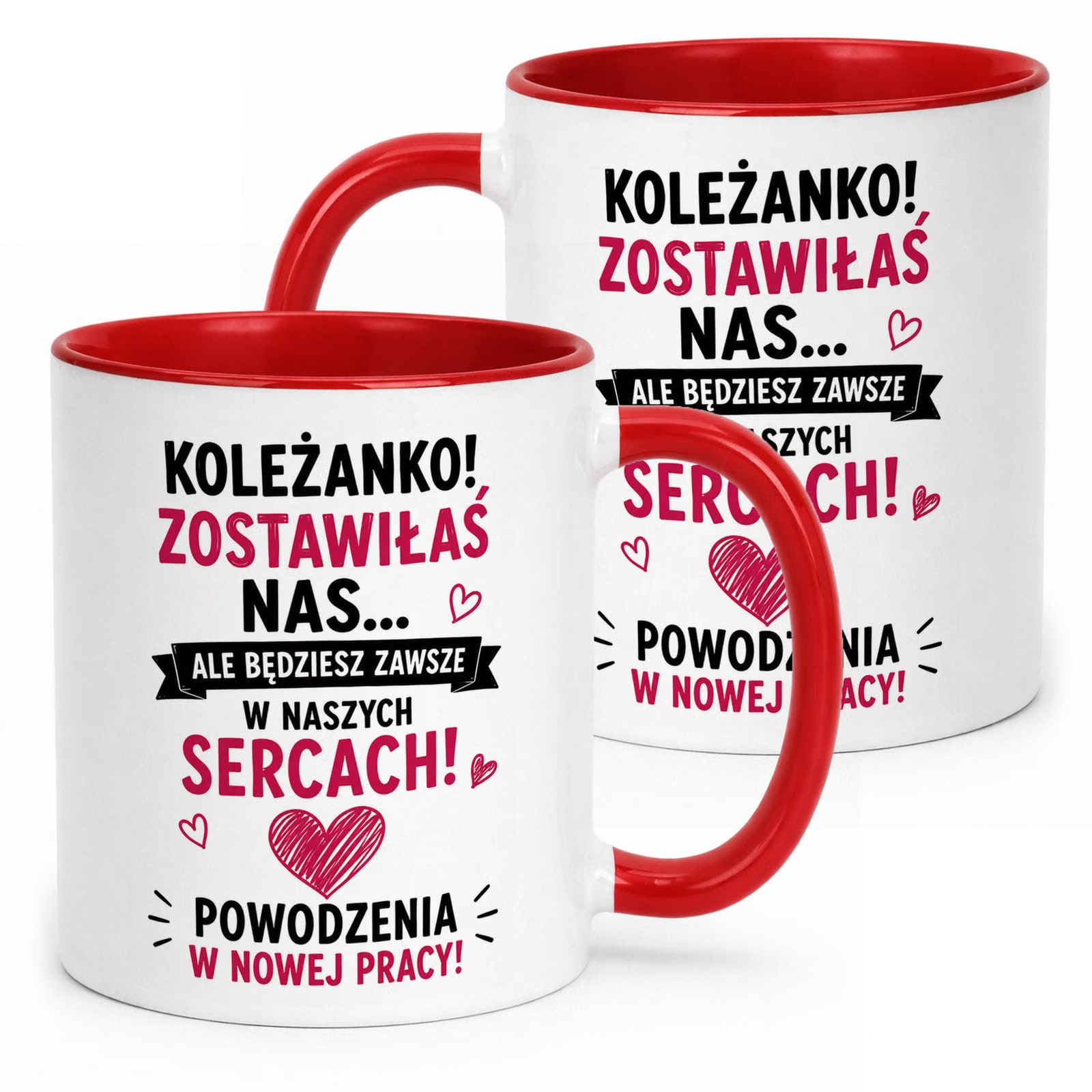 Kubek Czerwony z nadrukiem Pożegnanie Odejście z Pracy Dla Koleżanki