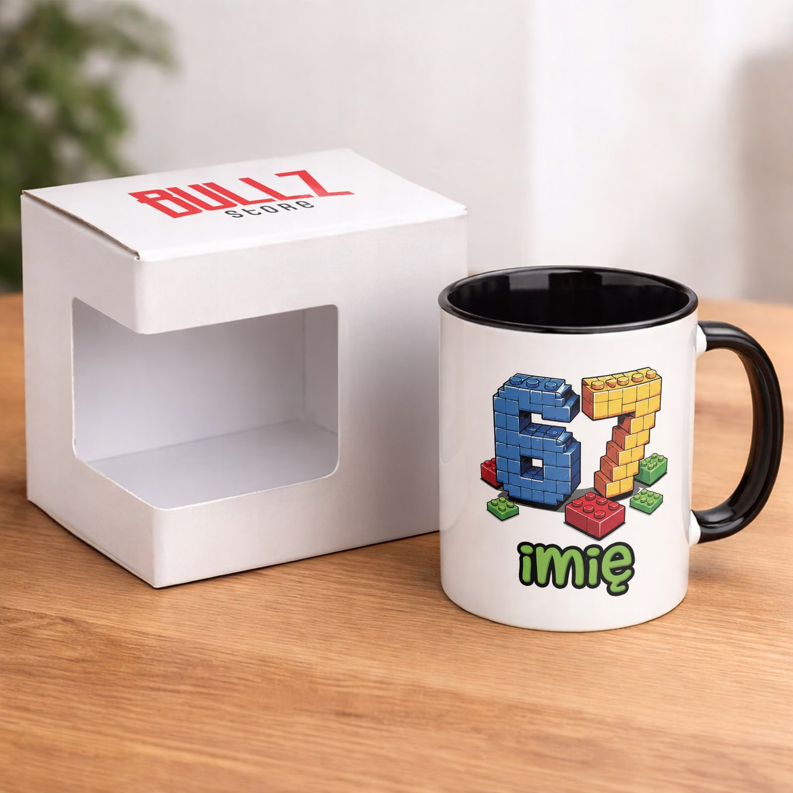 Kubek Czarny z nadrukiem personalizowany SIX SEVEN Dla Dzieci Prezent