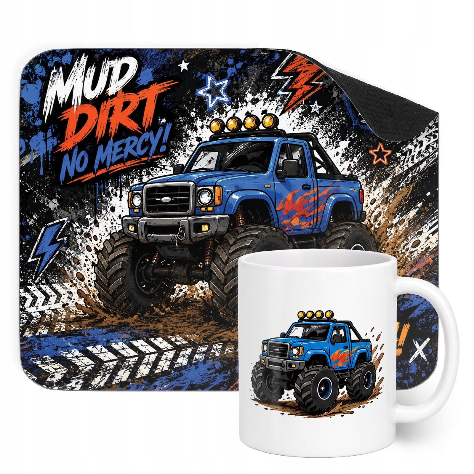 Zestaw Kubek Podkładka pod mysz dla graczy z nadrukiem Monster Truck