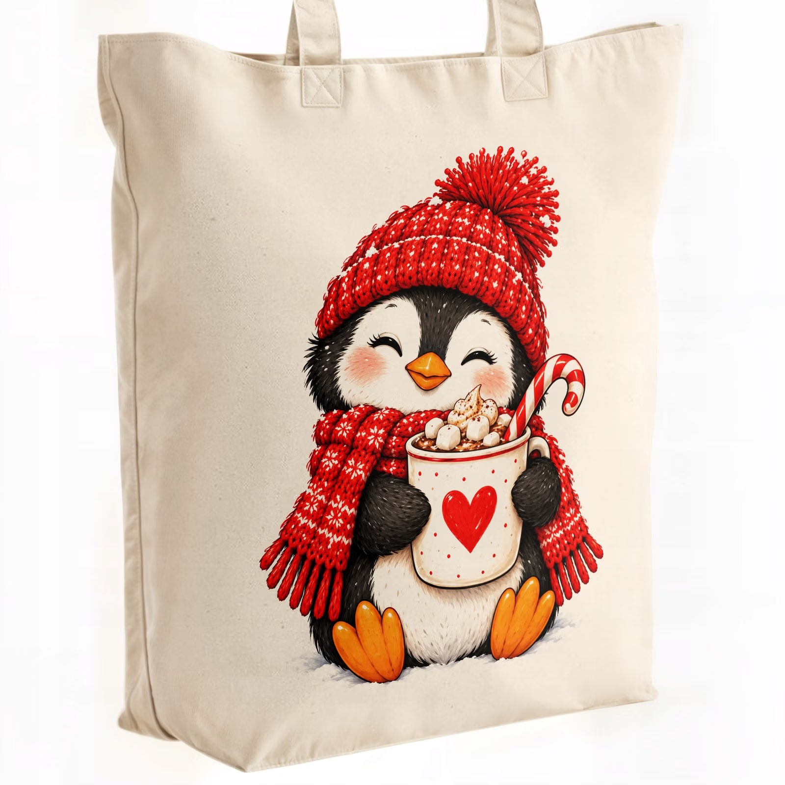 Torba shopper bawełniana premium świąteczna mikołajki z nadrukiem
